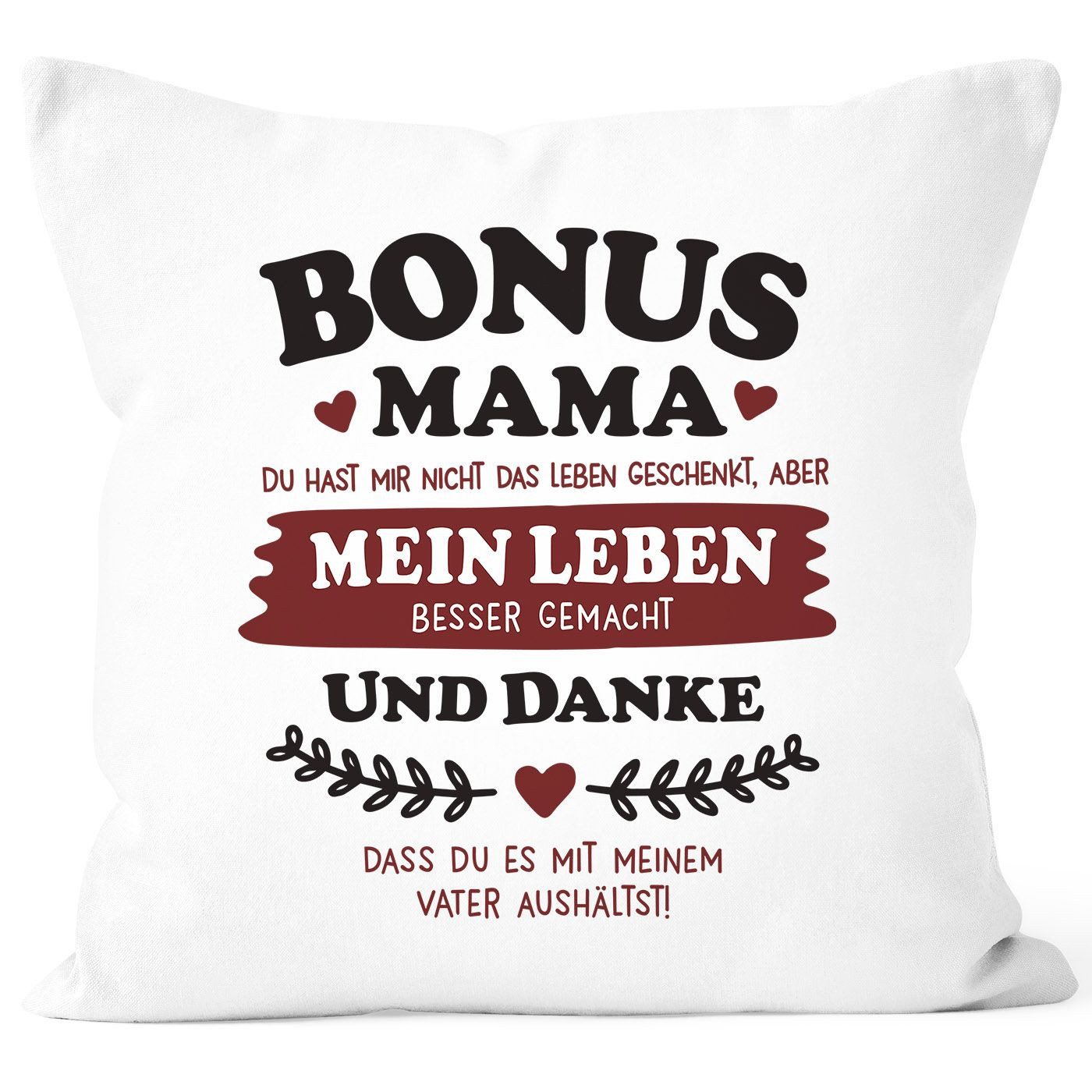 MoonWorks Dekokissen Kissen-Bezug Geschenk Bonus-Mama, Bonus Papa Geschenkidee