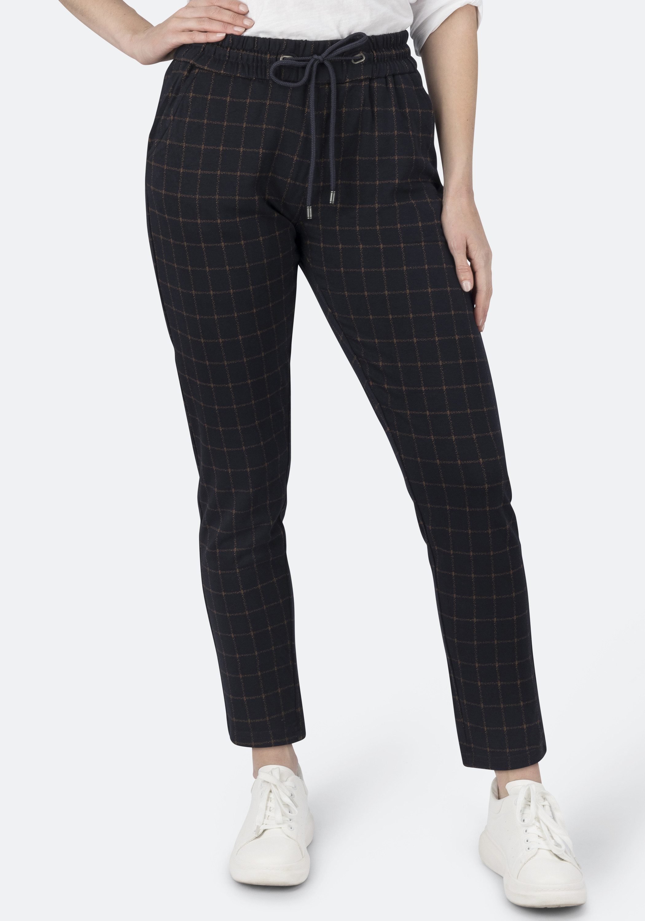 STOOKER WOMEN Jogg Pants Berlin Karo Easy Fit Tapered Fit Casual Twill Coloured Mit Gummibund für Damen