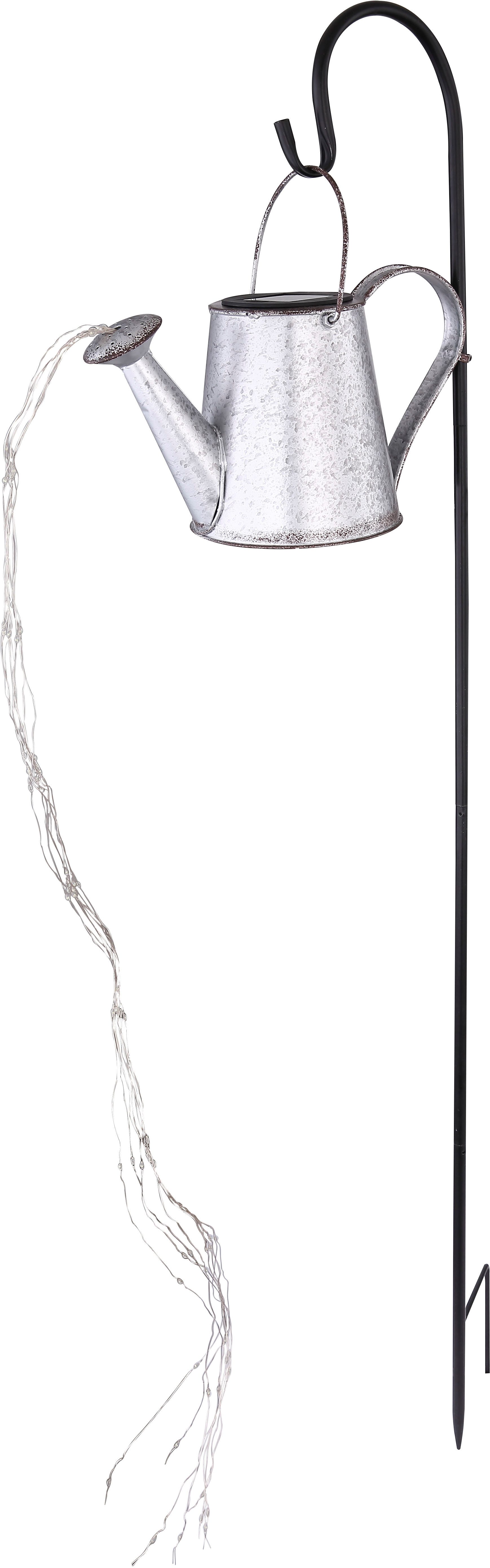 GLOBO LIGHTING LED Solarleuchte SOLARLEUCHTE METALL SILBERGRAU, 80XLED, LED fest integriert, Warmweiß, Solar Garten Terrasse Außenbeleuchtung Dekoleuchten