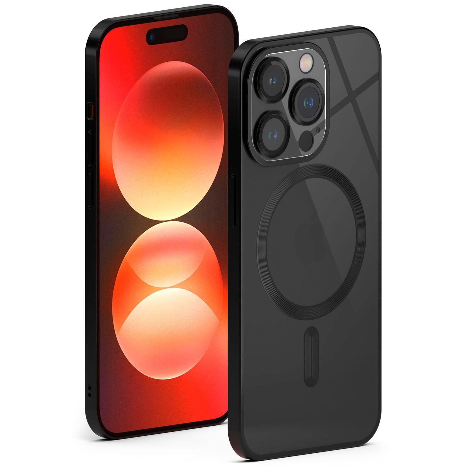 ONEFLOW Handyhülle für iPhone 14 Pro Hülle MagSafe Cover Aura Case Schwarz, Handy Schutz Hülle Silikon Case Back Cover durchsichtig Schutzhülle