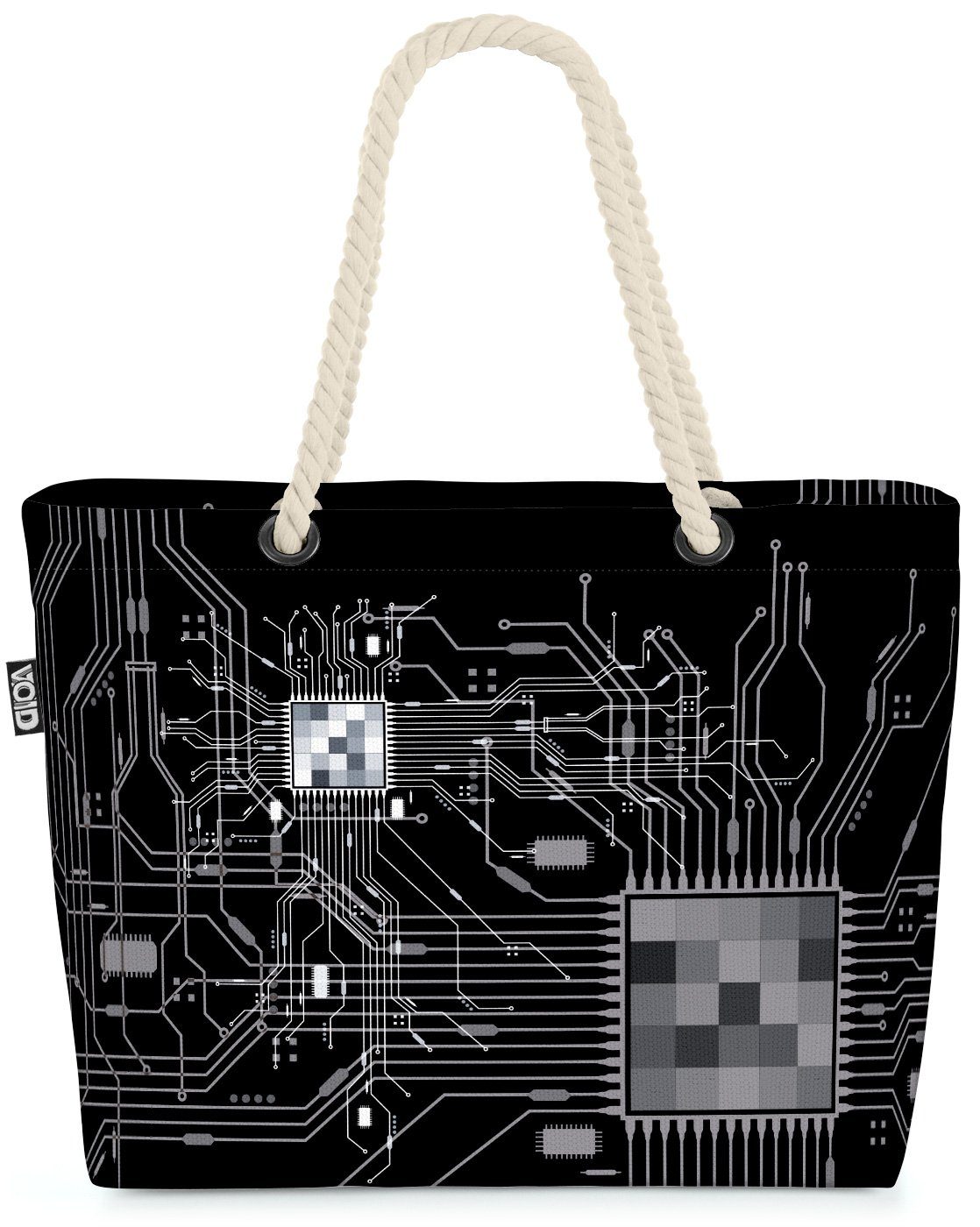 VOID Strandtasche (1-tlg), CPU Computer prozessor Sheldon pc Gamer schwarz Platine Chip Cyborg