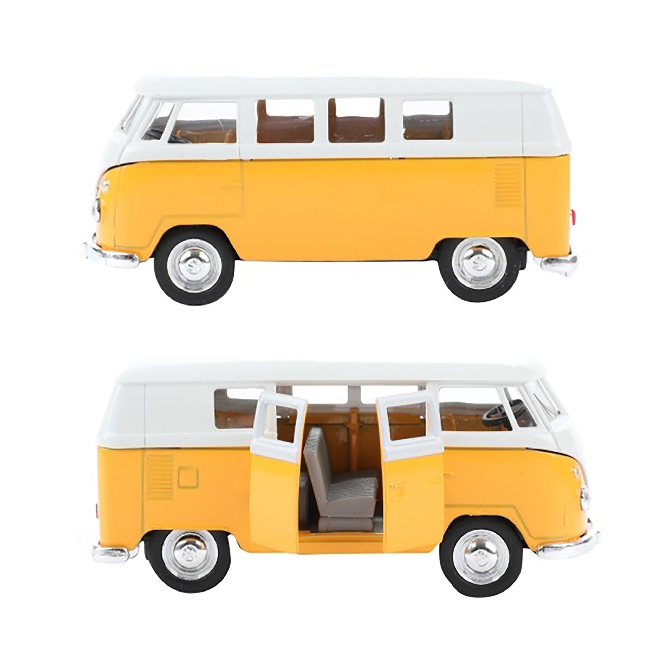 Welly Modellbus VOLKSWAGEN T1 Bus 1963 VW Modell Metall Modellauto Modellbus 08 (Gelb), Spielzeugauto Auto Kinder Geschenk