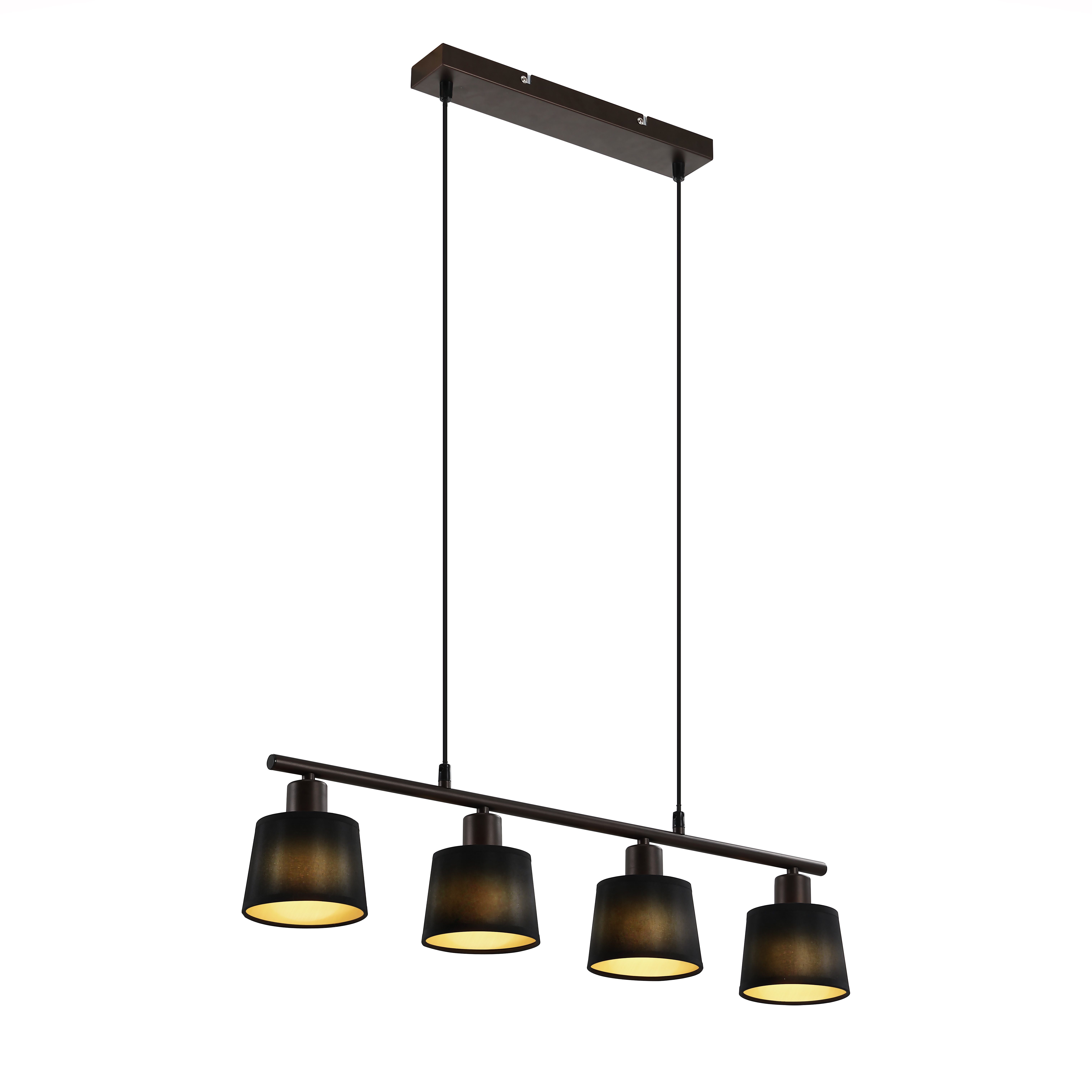 IMPTS LED Pendelleuchte Hängelampe schwarz Hängeleuchte 4-flammig,höhenverstellbar, nicht dimmbar, LED wechselbar, Warmweiß, Pendelleuchte esszimmer
