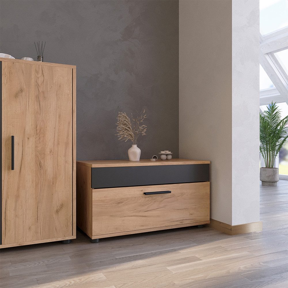 Vicco Bücherregal Berno, Goldkraft Eiche/Anthrazit, 70.8 x 38.9 cm mit Klap günstig online kaufen