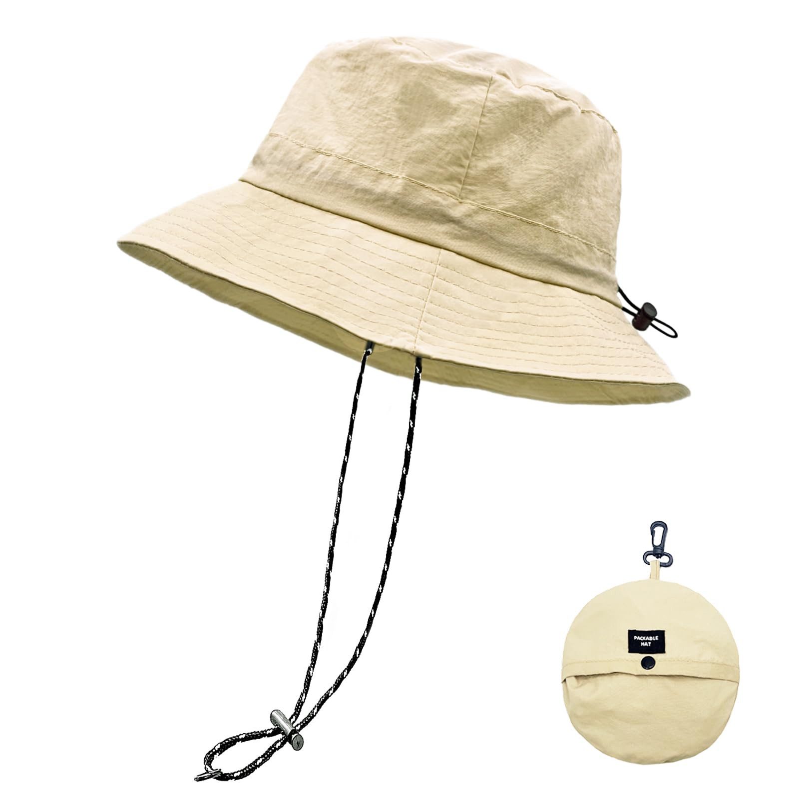 FOUORTUNATE-BEE Fischerhut Fischerhut Sommer Outdoor Sonnenhut Herren Damen faltbar leicht Faltbarer Fischerhut mit Kordel Outdoor Wandern Reisen Strand