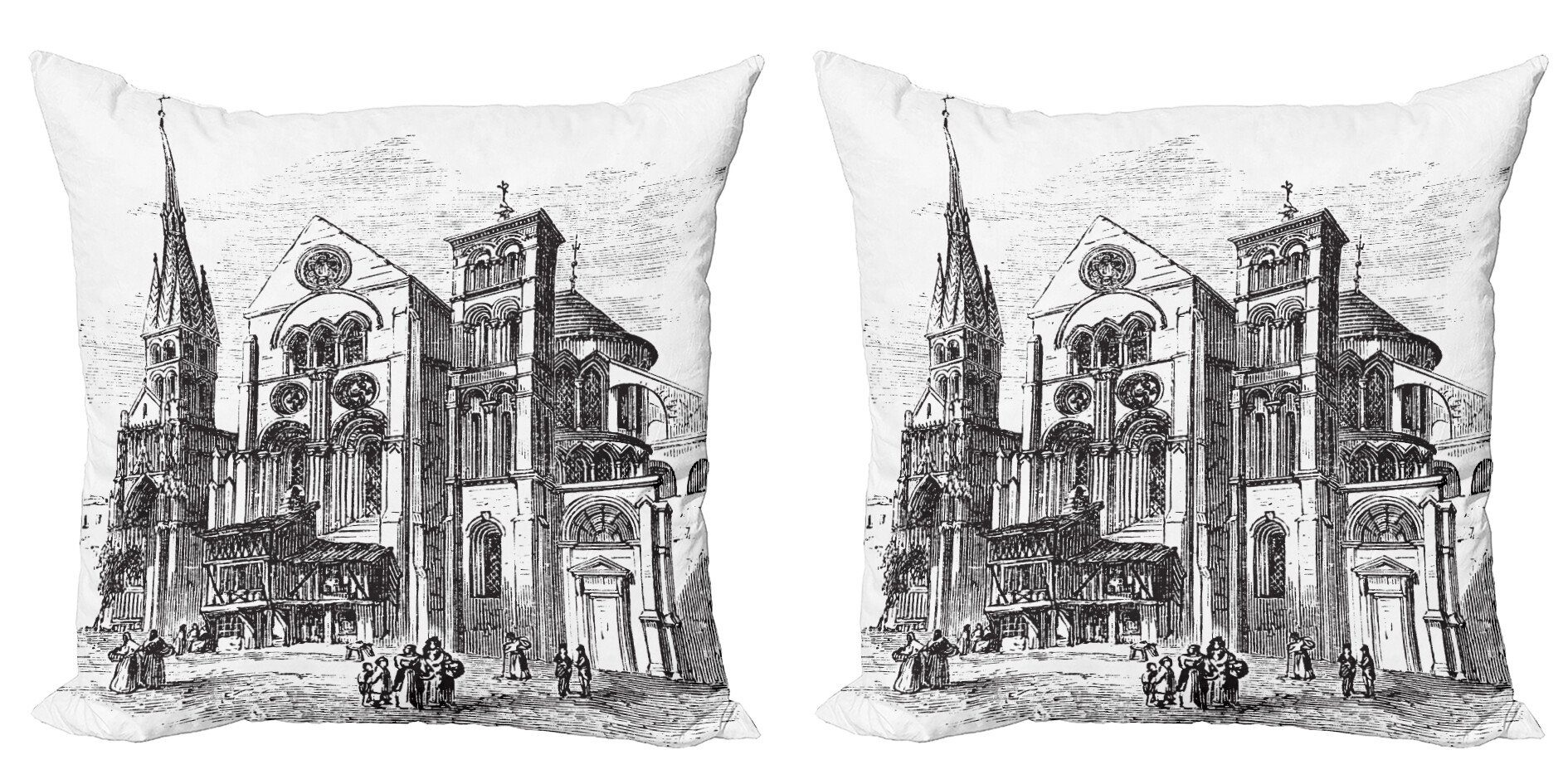 Kissenbezüge Modern Accent Doppelseitiger Digitaldruck, Abakuhaus (2 Stück), Notre Dame Notre-Dame-de-Vaux Art