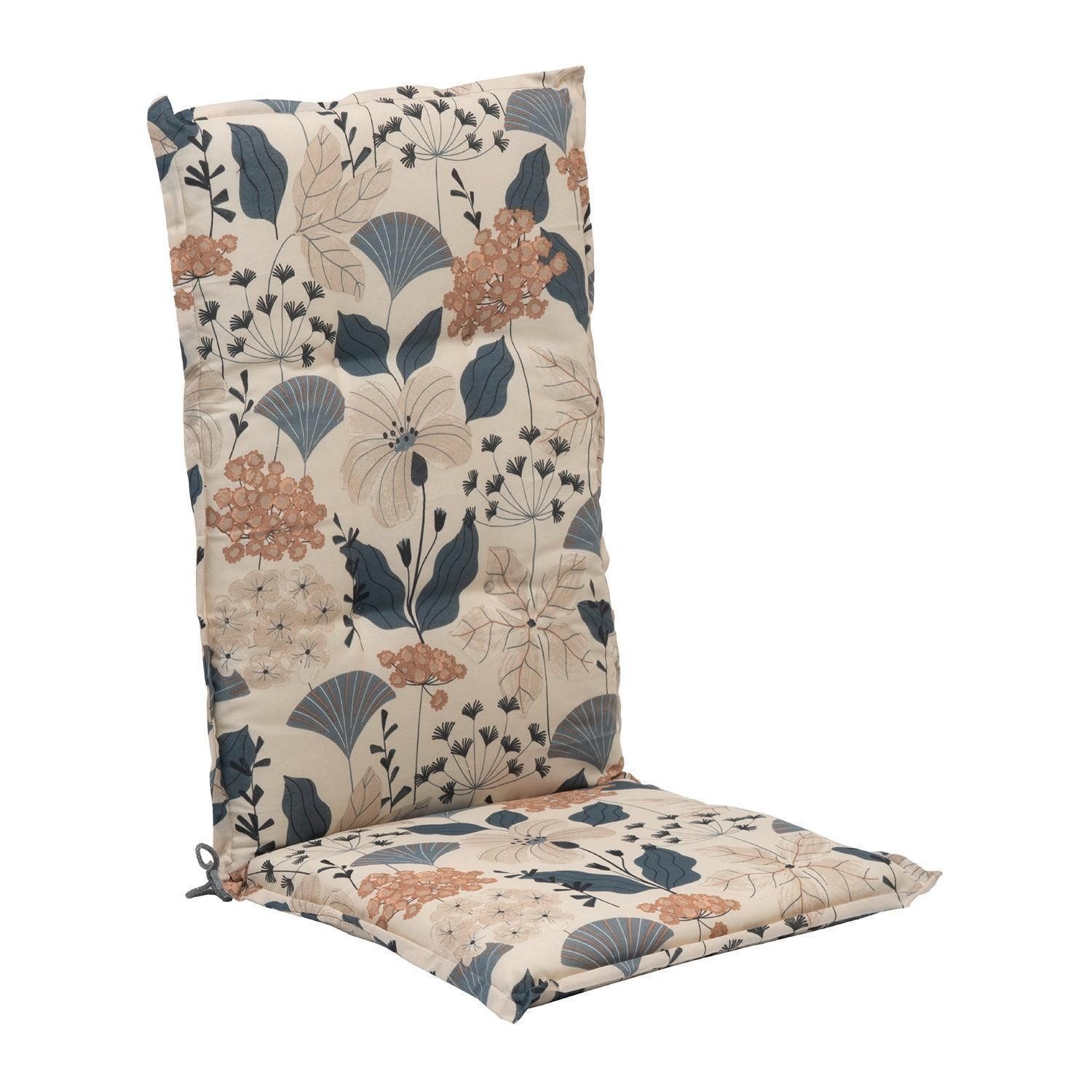 GO-DE Hochlehnerauflage Stuhlauflage XIMULI, B 50 x L 120 cm, Creme, Blau, (1 St), für Hochlehner-Stühle