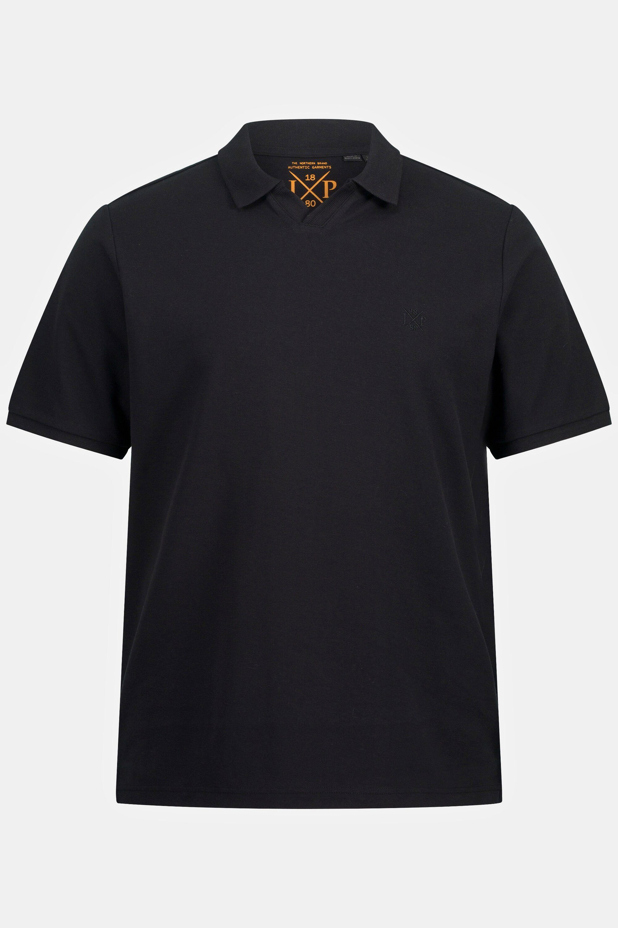 Halbarm schwarz Knöpfe Piqué JP1880 Poloshirt ohne Poloshirt Polokragen