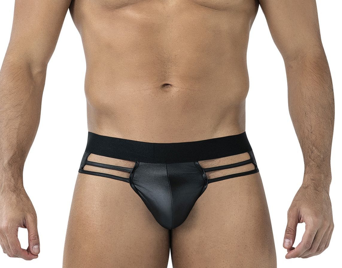 CUT4MEN String Schwarzer Männer String Shorts aus dehnbarern Bändern offen Wetlook He