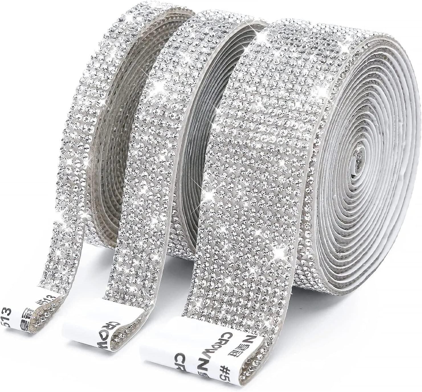 FELIXLEO Naht-/Verstärkungsband Strassband selbstklebend DIY Deko Glitzersteine Set, (3-St)