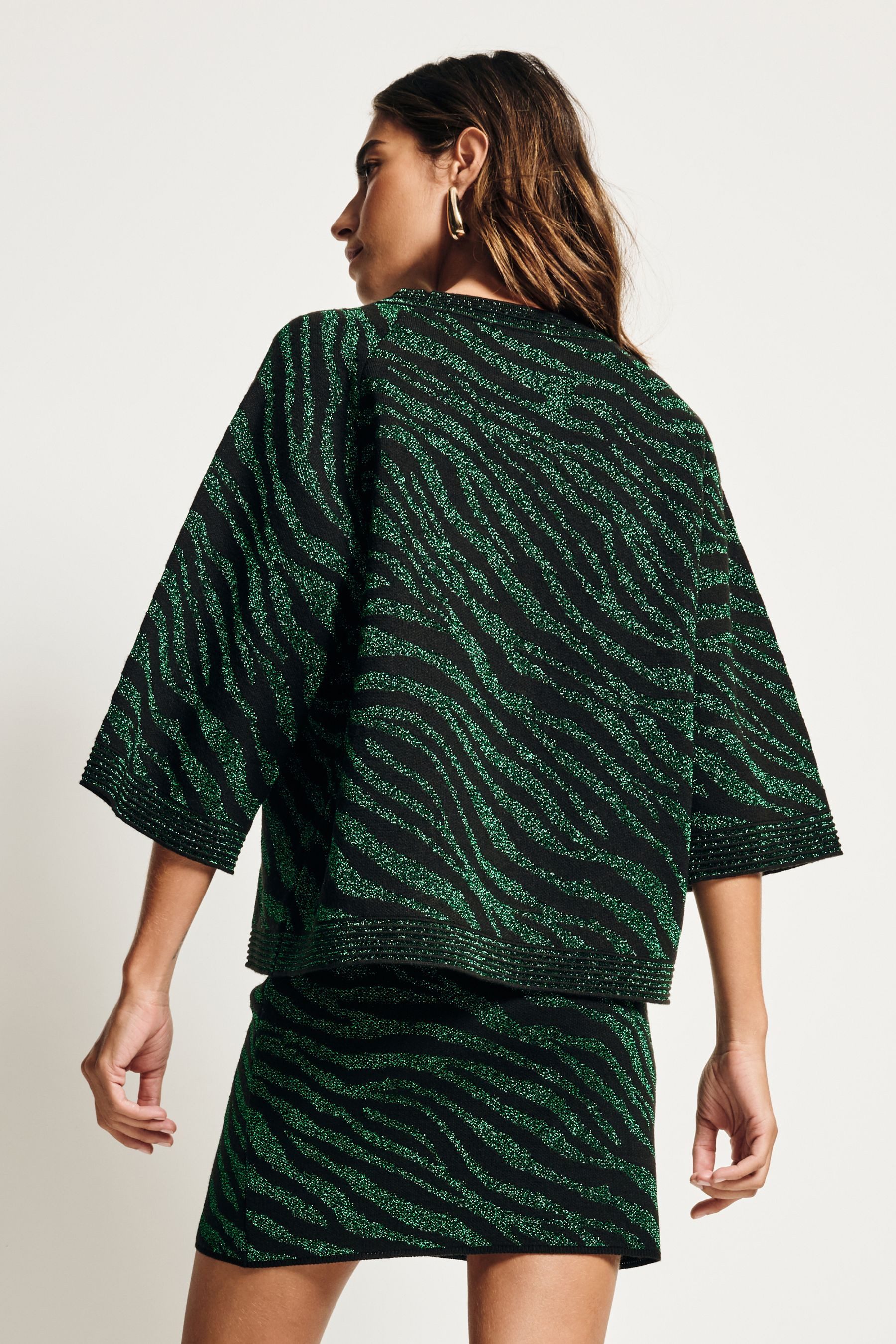 Next Kurzarmpullover Kurzärmliger Strickpullover Zebramuster Kombiteil günstig online kaufen