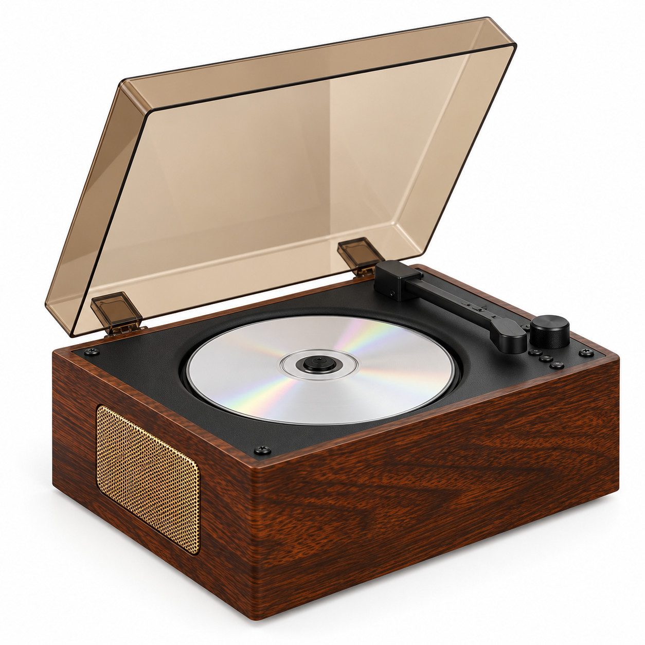 Lisabonde CD-Player Holz mit Bluetooth Akku Tragbar Weiß Braun RCA CD-Player (Bluetooth, Schutzabdeckung, Fernbedienung, integrierte Lautsprecher)