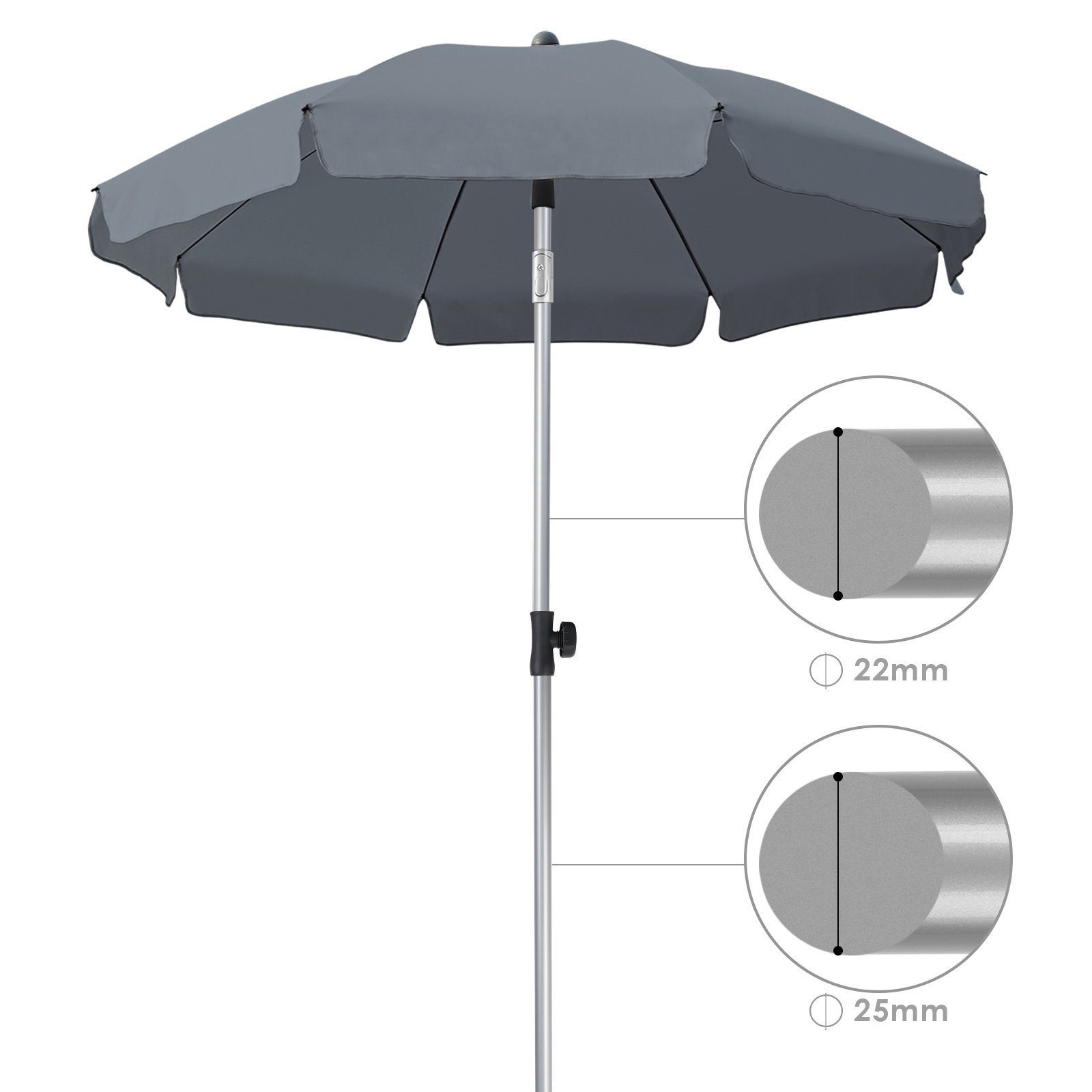 TLGREEN Sonnenschirm,200 cm,8 Stahlverstrebungen,UV 50+, für günstig online kaufen