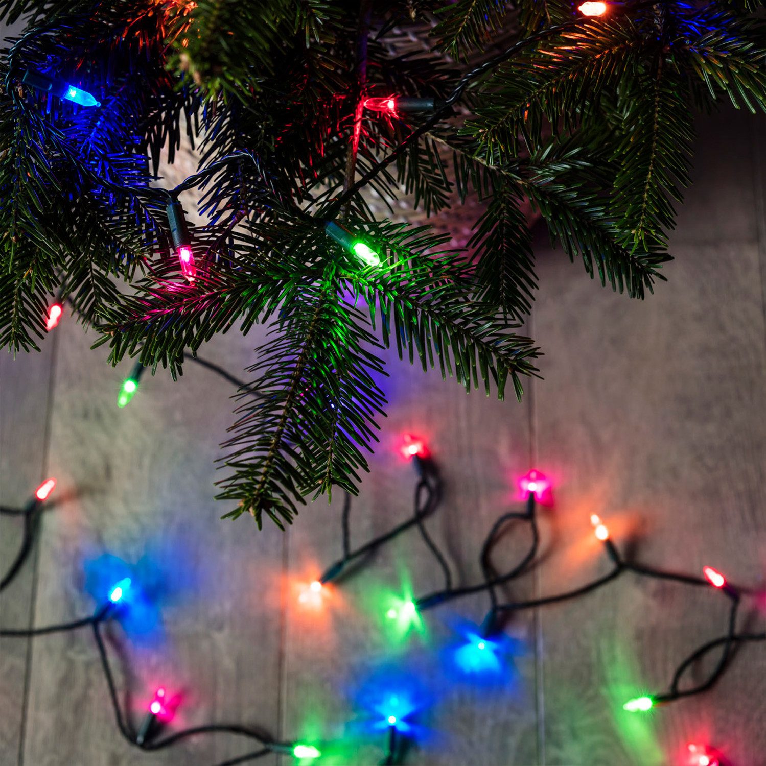 Lights4fun LED-Christbaumkerzen 150er LED Lichterkette Weihnachtsbaumbeleuchtung bunt 15m