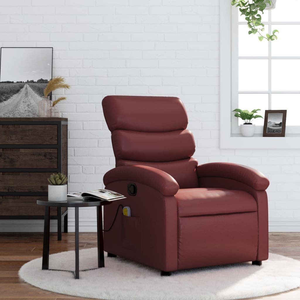 vidaXL Sessel Massagesessel Weinrot Kunstleder (1-St) günstig online kaufen