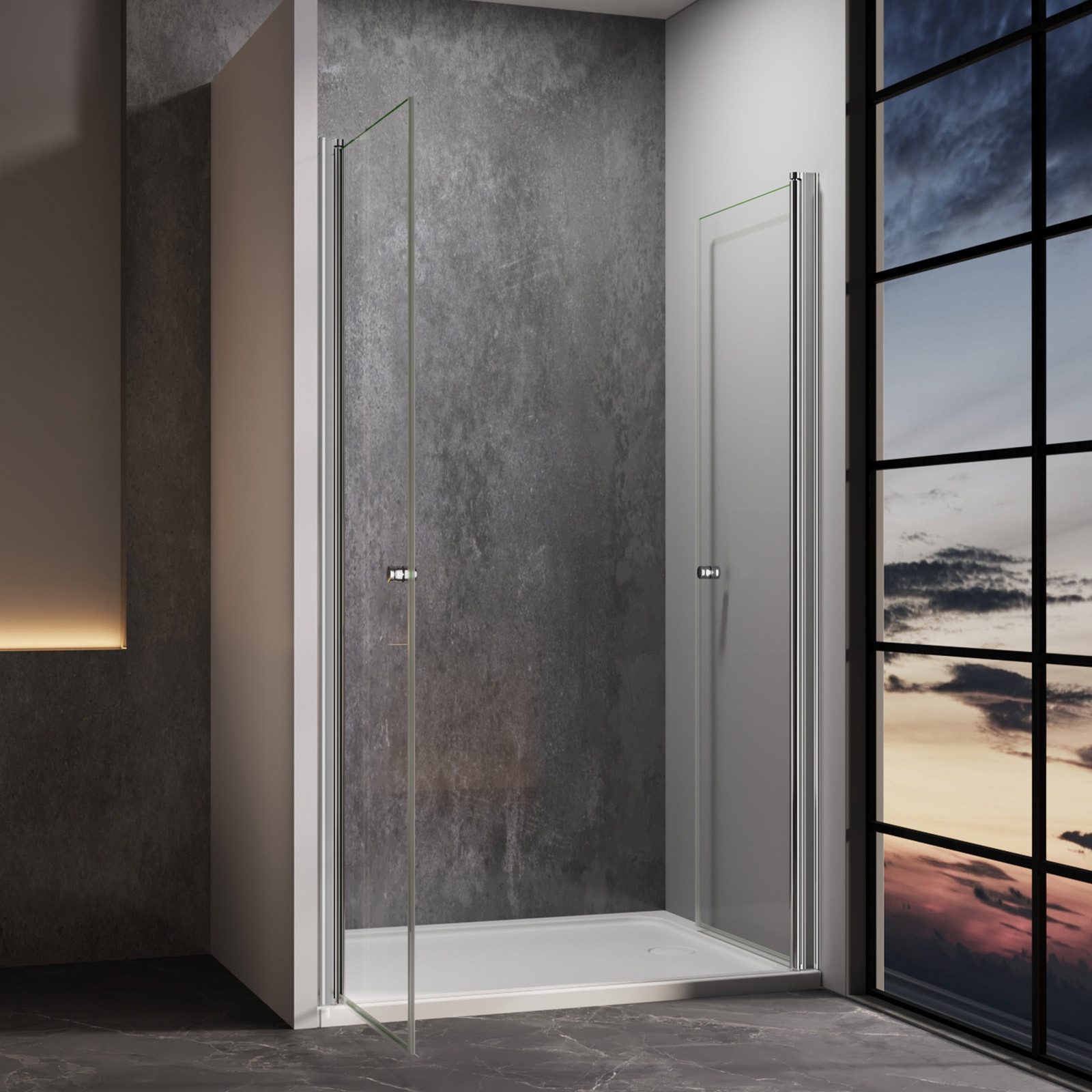IMPTS Dusch-Drehtür Dusche Nische Duschtür Nischendusche, 70x185 cm, Sicherheitsglas, (Set, mit hochwertigen Aluminiumprofilen in Chrome)