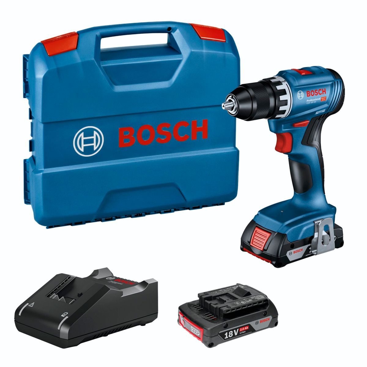 BOSCH Bohrschrauber GSR 18V-45 (2x2,0Ah, 82AC, L-Case