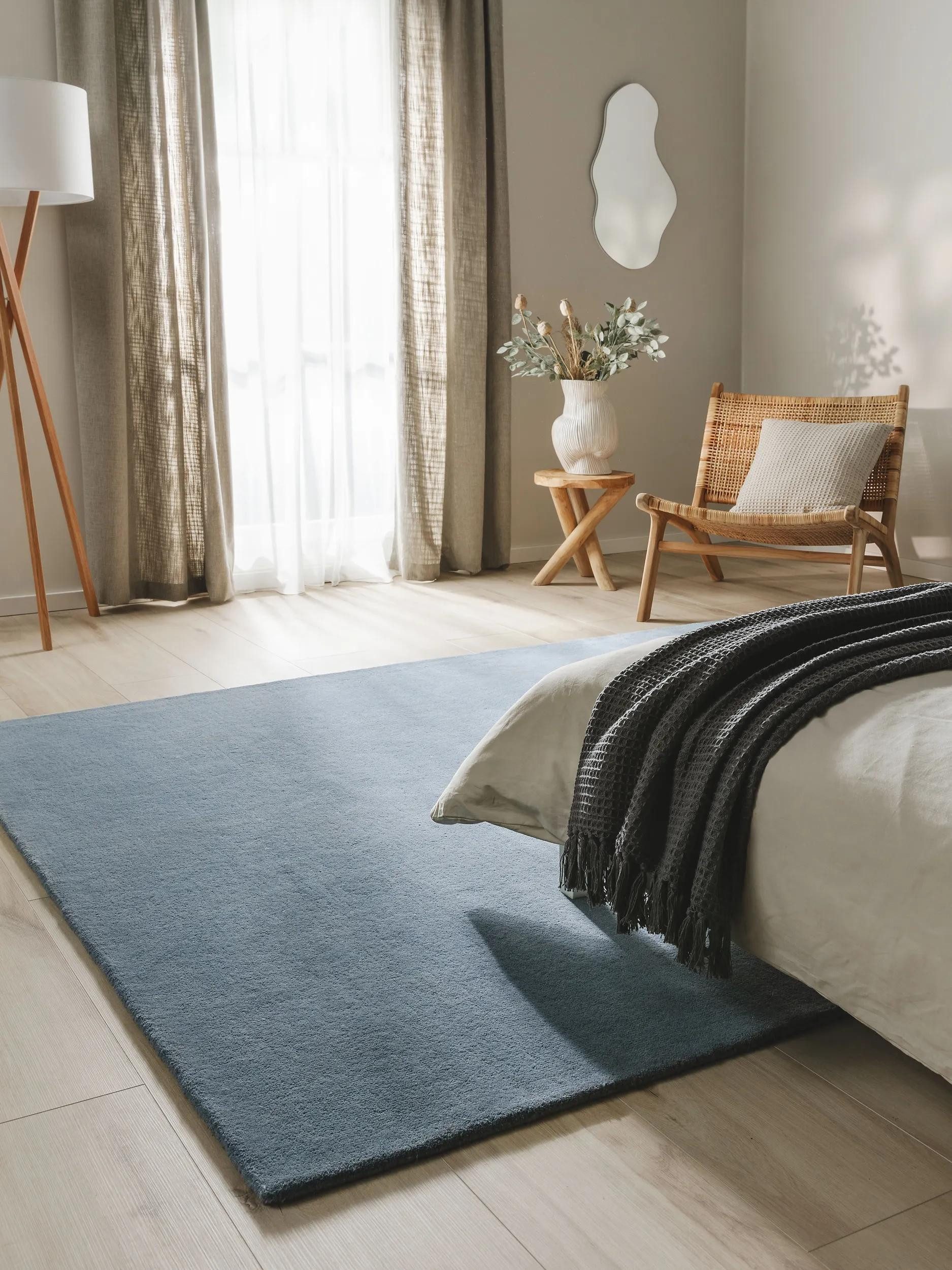 benuta Wollteppich Bent, rechteckig, Höhe: 6 mm, Teppich Wohnzimmer, Schlafzimmer, Esszimmer, Flur, Kunstfaser, Cozy