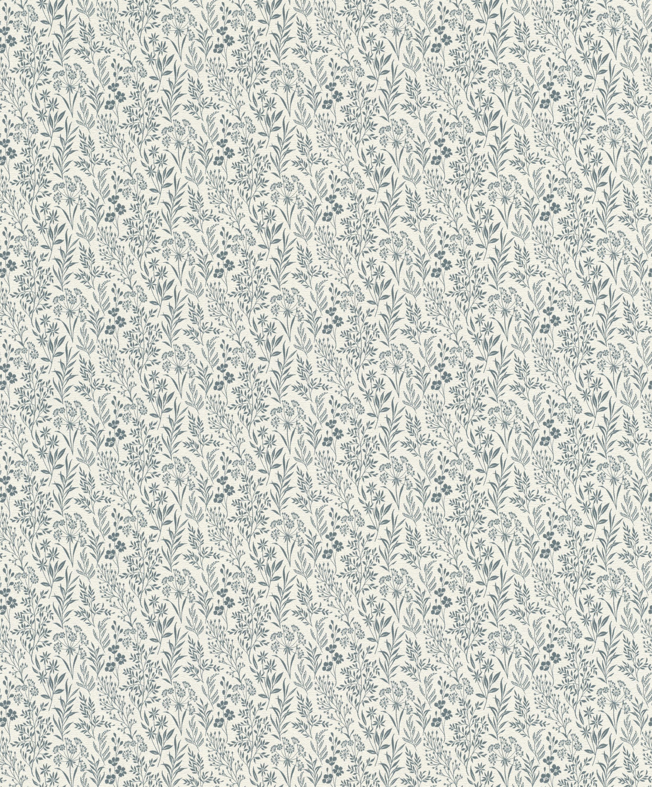 Rasch Vliestapete mit Blumen und Blätter-Muster in Grün und Creme, strukturiert, botanisch, naturalistisch, gemustert, matt, (1 St), Blümchen