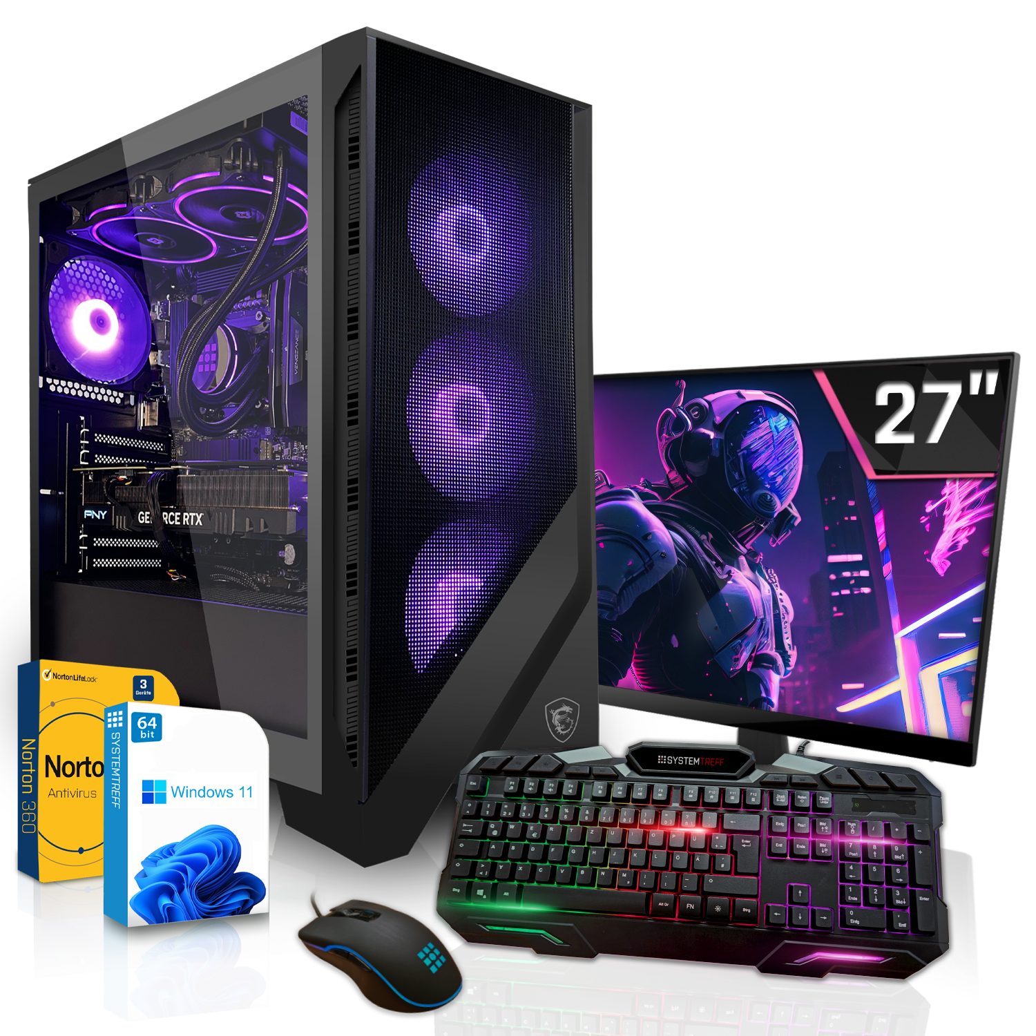SYSTEMTREFF Gaming-PC-Komplettsystem (27", Intel Core i9 12900KF, Radeon RX 7900 GRE, 32 GB RAM, 1000 GB SSD, Windows 11, WLAN)