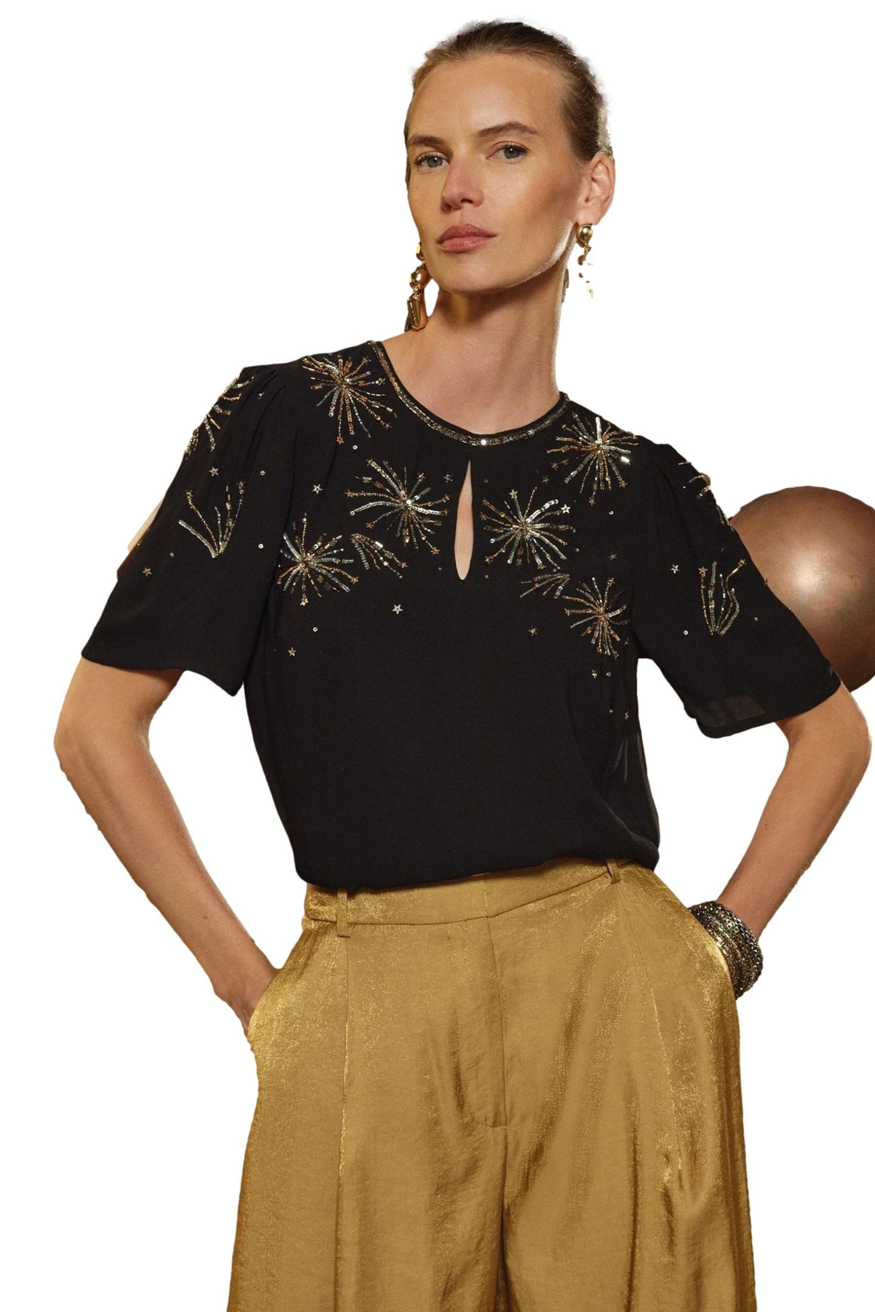 Love & Roses Kurzarmbluse Love & Roses verziertes Kurzarm-Oberteil, Regular günstig online kaufen