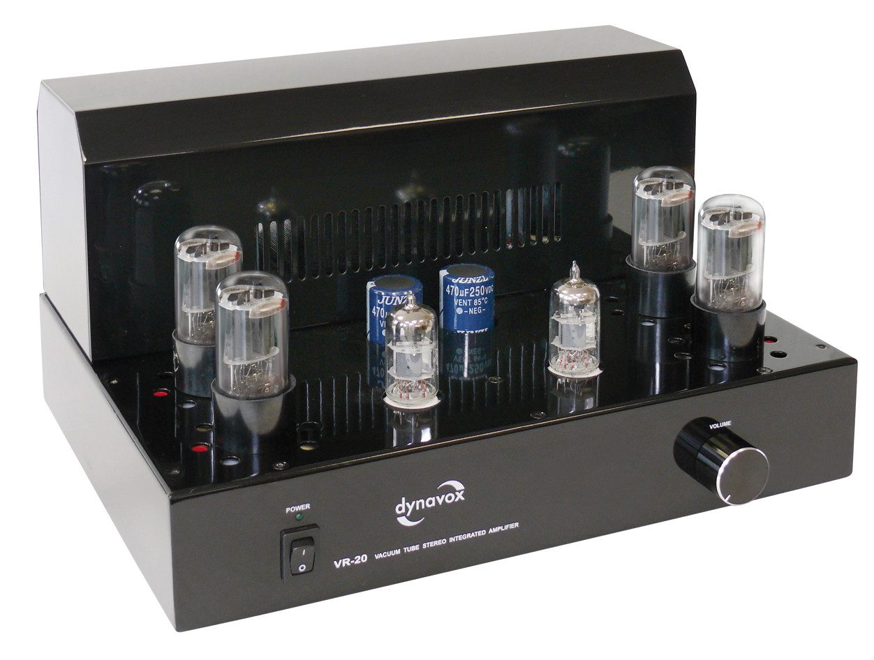 Dynavox VR-20 Vollverstärker (Anzahl Kanäle: 2-Kanal, 20 W, Röhrenverstärker, Vintage-Design, abnehmbares Schutzgitter)