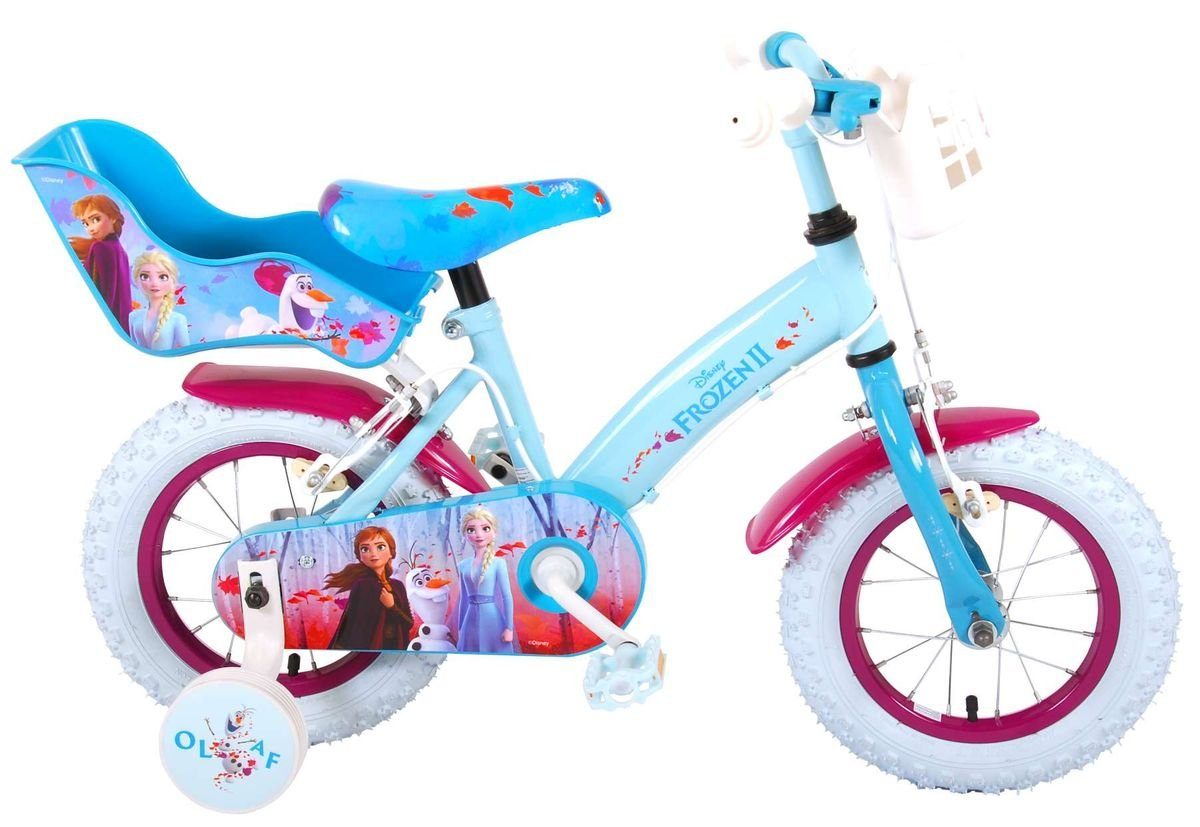 Eiskönigin Elsa Zoll Frozen Kinderfahrrad Fahrrad Mädchen Volare Kinder Volare 12 Rücktritt, 91250-CH, Stützräder Korb, Puppensitz,