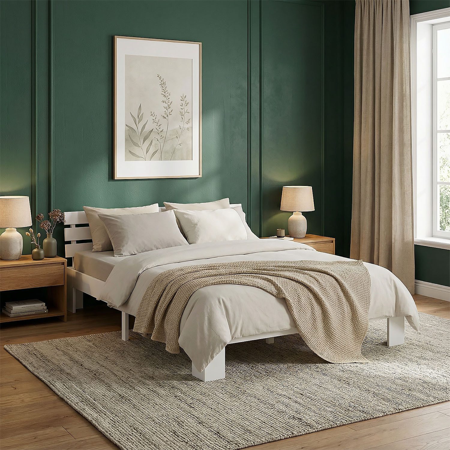 Homestyle4u Holzbett 90x200 120x200 140x200 160x200 180x200 Doppelbett Kopfteil Lattenrost (Set, mit Lattenrost, Weiß), 120x200, modern, stabil