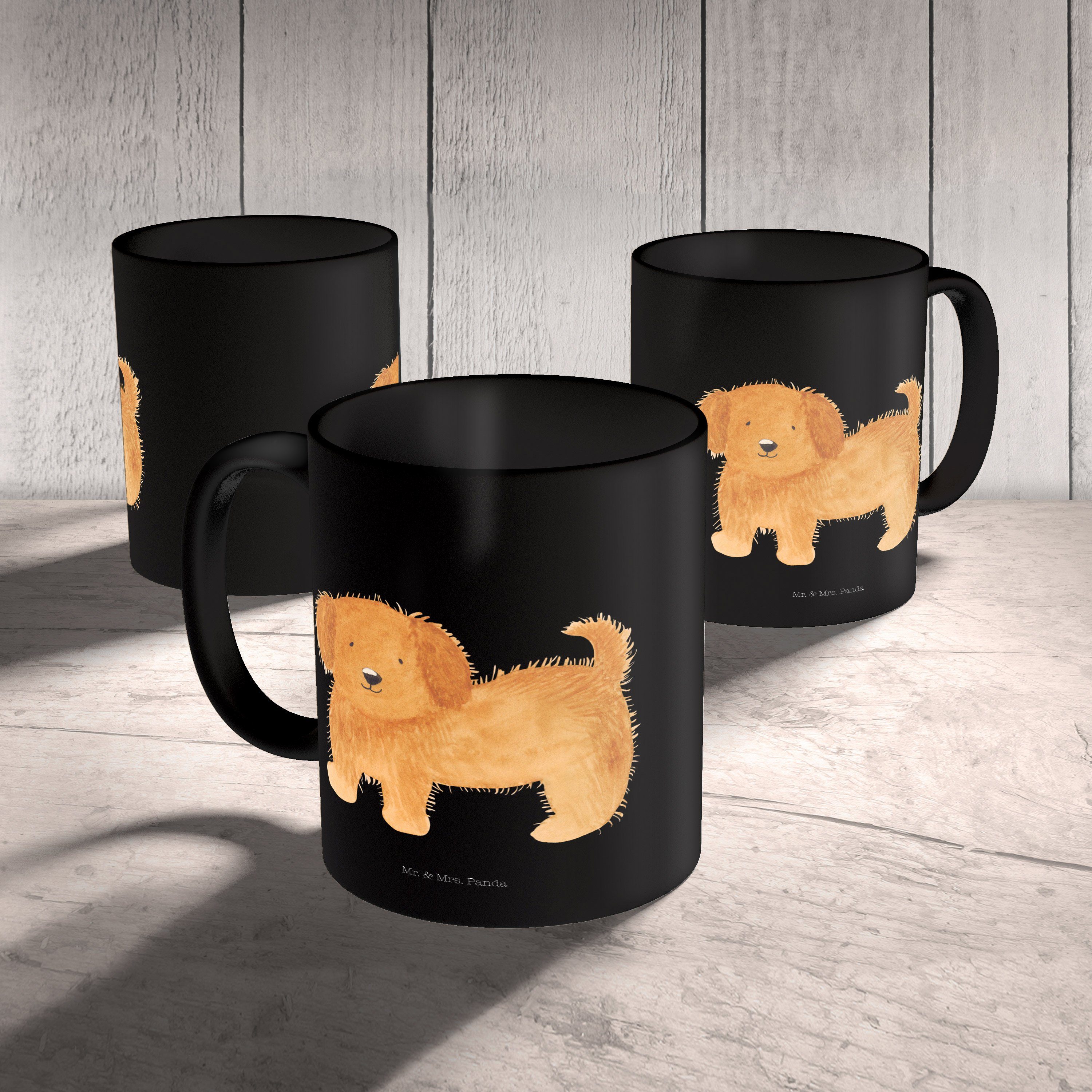 Vierbeiner, Tasse Schwarz Schwarz Geschenk, flauschig - & Keramik Panda - Mrs. Hundeliebe, Mr. Hund Frauchen,