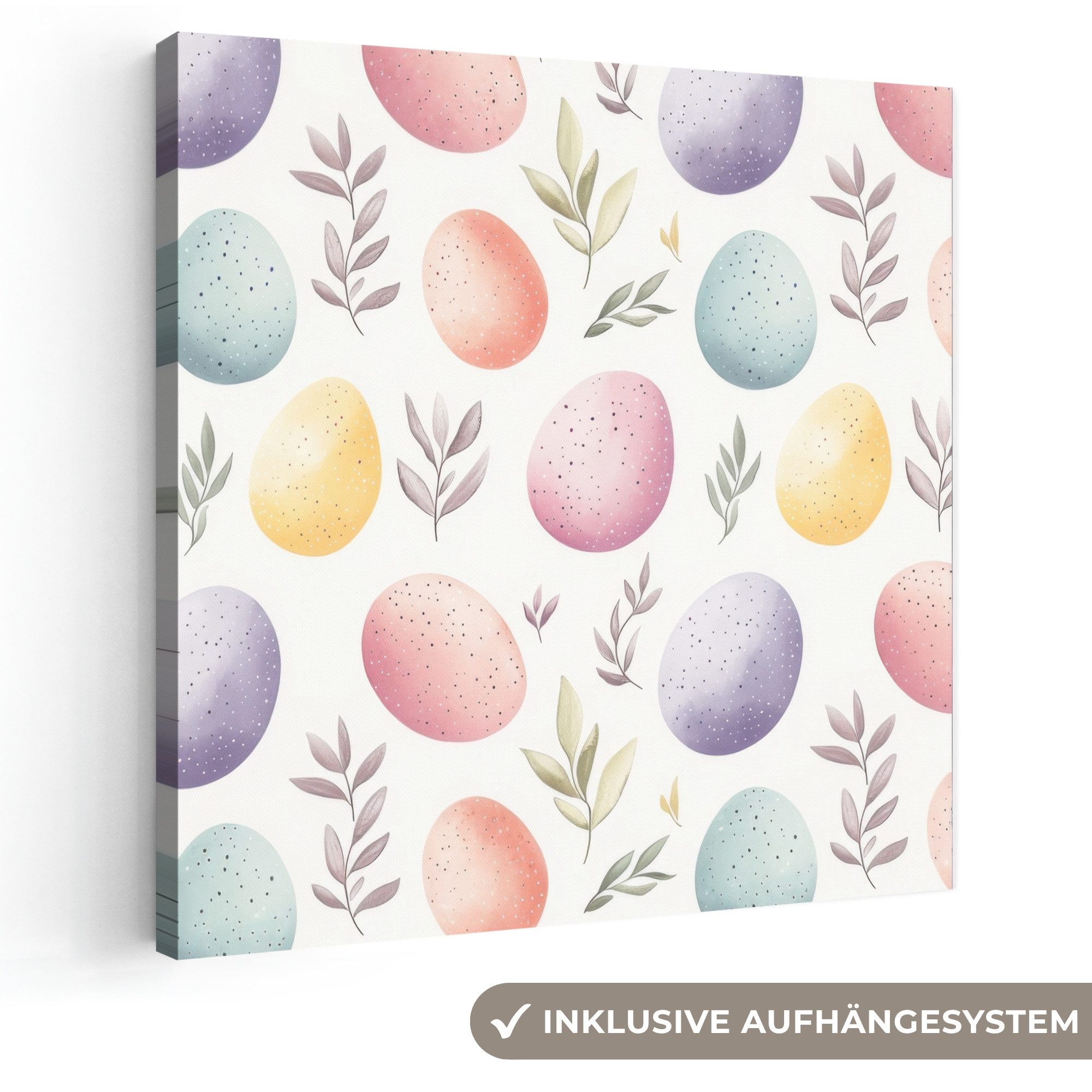 OneMillionCanvasses® Leinwandbild Eier - Bunt - Muster - Ostern Deko, Fotodruck (1 St), Wandbild, Deko Schlafzimmer Wohnzimmer Flur 20x20 cm