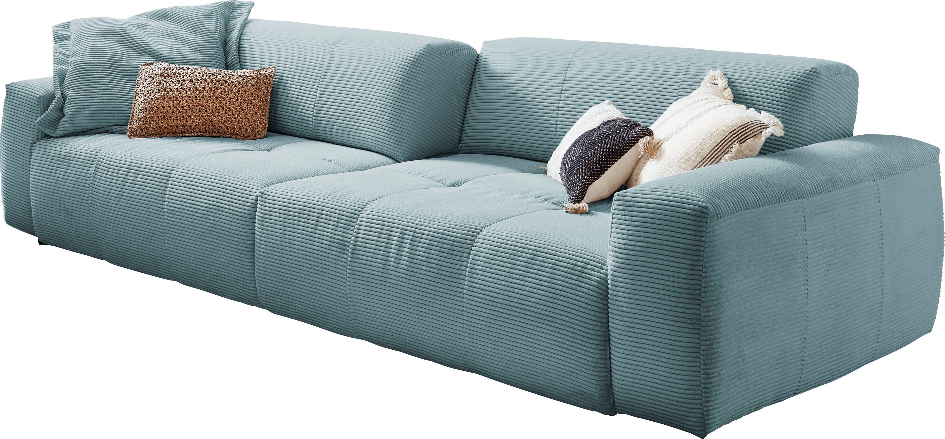 3C Candy Big-Sofa Yoshy, Zwei Sitztiefen durch verstellbare Rückenlehne, Bezug in Cord hellblau
