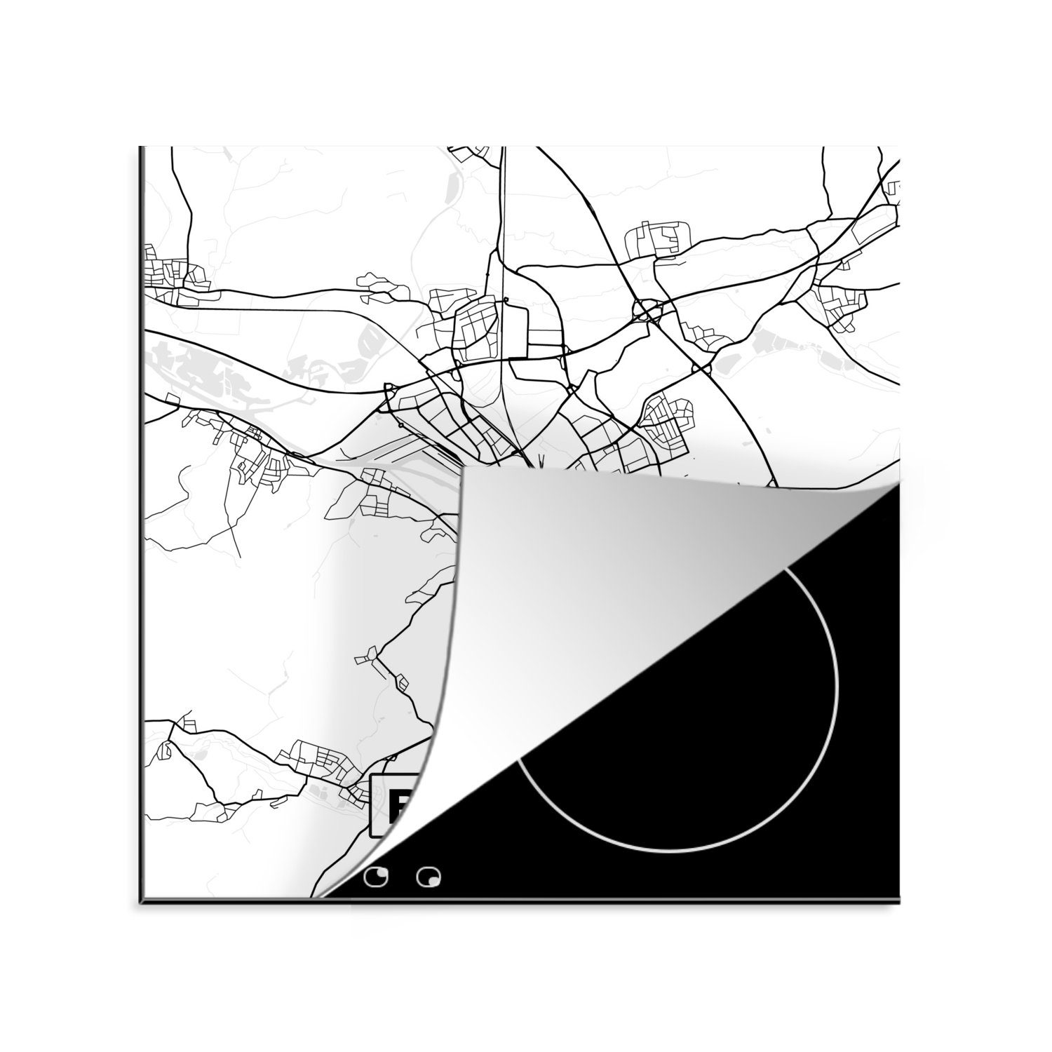 Stadtplan, - Bamberg für Ceranfeldabdeckung, tlg), Vinyl, - (1 cm, 78x78 MuchoWow Karte küche Herdblende-/Abdeckplatte Arbeitsplatte