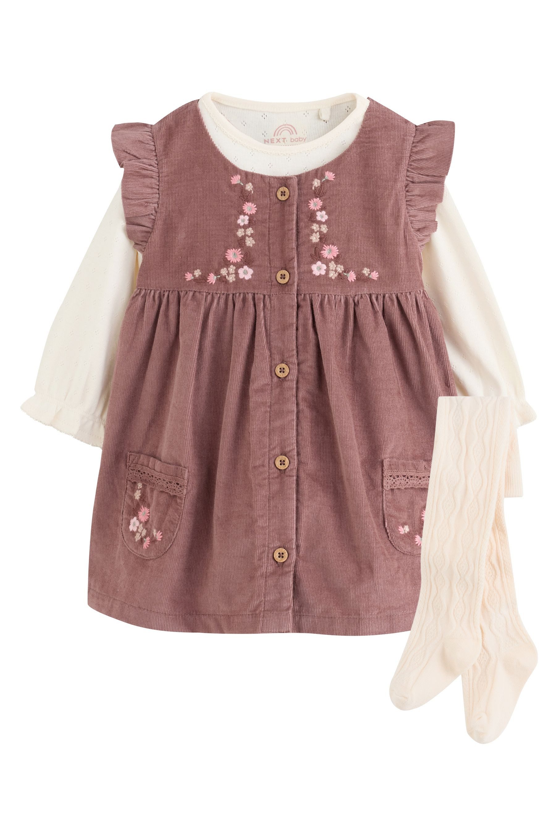 Next Latzkleid 3er Set Baby Trägerkleid, Bodysuit & Strumpfhose (3-tlg)