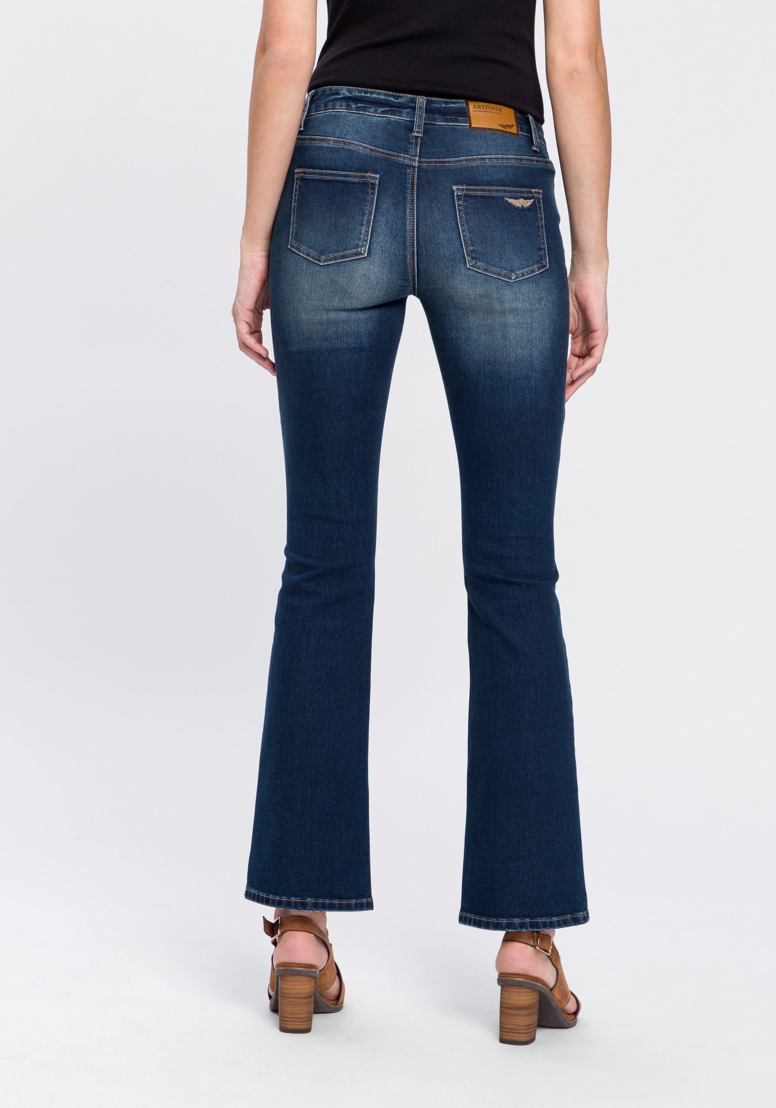 Arizona Bootcut-Jeans Baby Bootcut leicht ausgestelltes Bein, hohe Leibhöhe