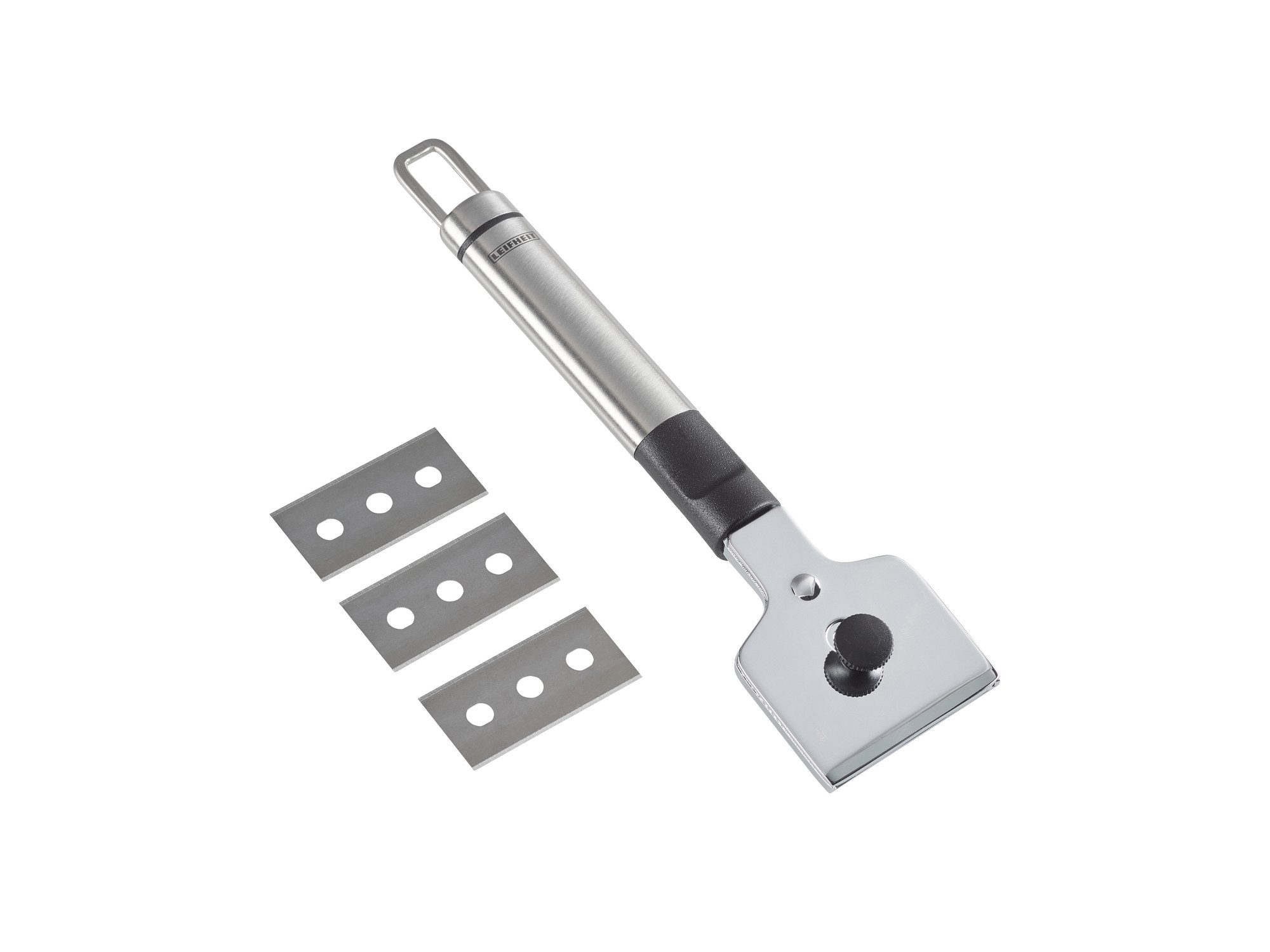 Leifheit Glasschaber Kochfeldschaber 3 Klingen, praktische Aufbewahrung, Klinge einfach austauschen