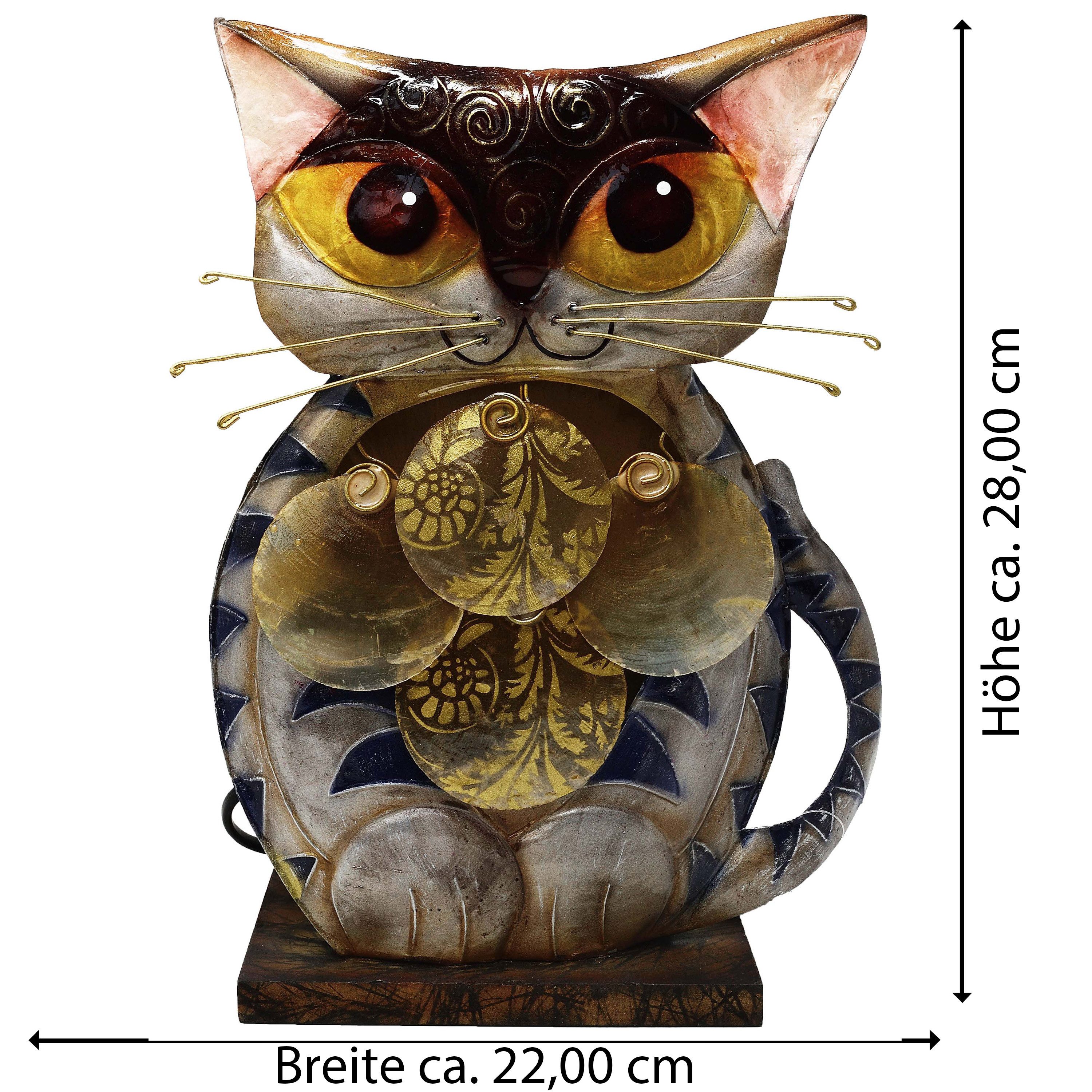 MystiCalls Nachttischlampe Metallfigur "Katze" als Lampe - Metall, Licht, Glühbirne