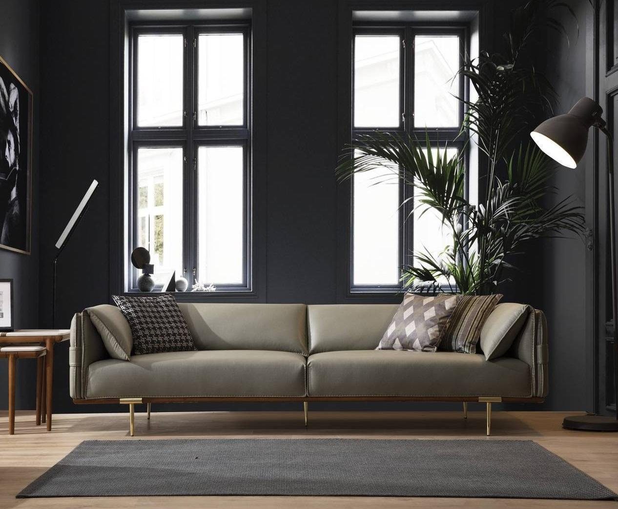 JVmoebel 3-Sitzer Grüner 3-Sitzer Wohnzimmer Ledersofas Designer Exklusive  Couch Sofas, 1 Teile, Made in Europa