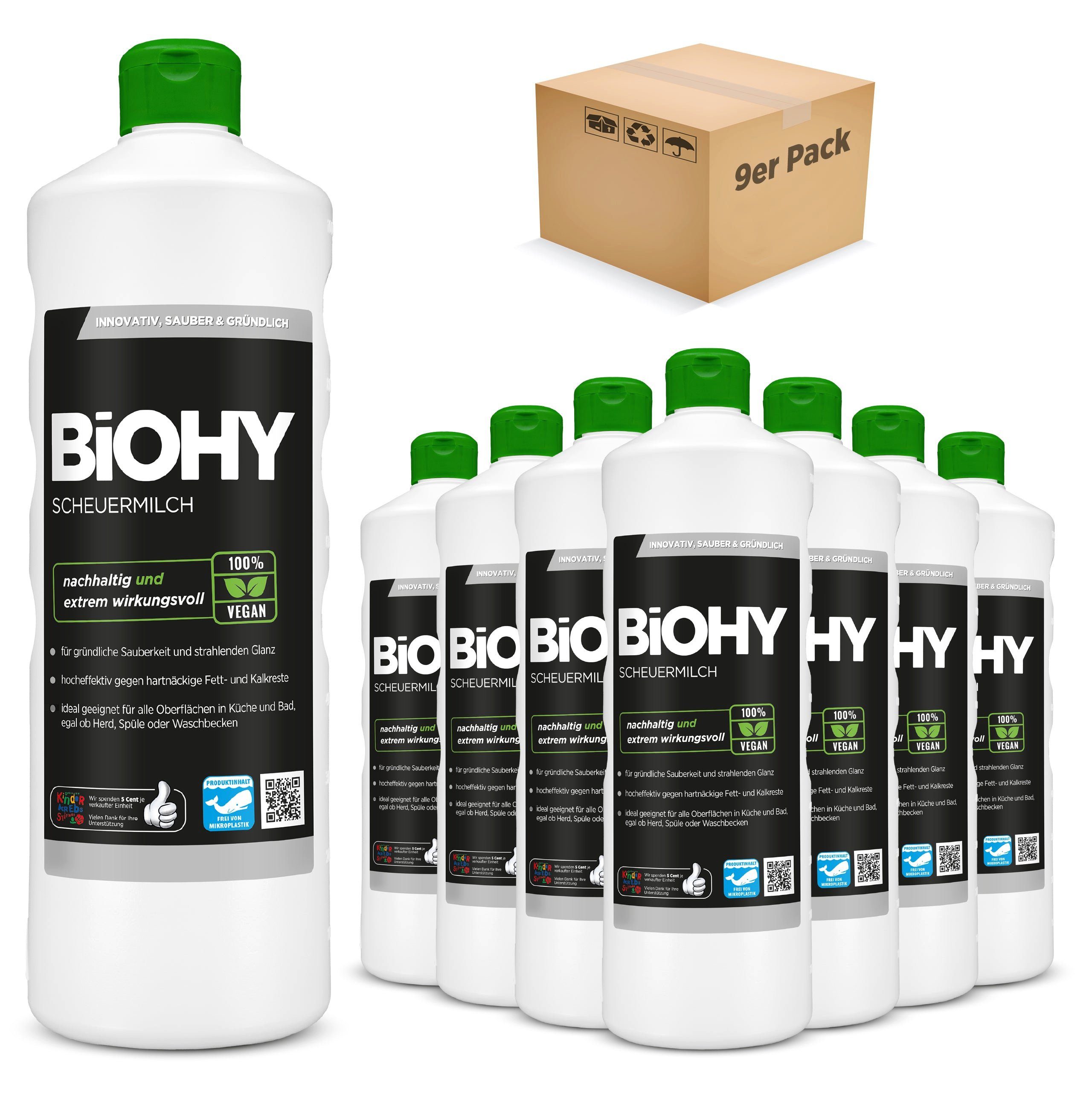 BiOHY Scheuermilch 9er Pack (9 x 1 Liter Flasche) Scheuermilch (9-St)
