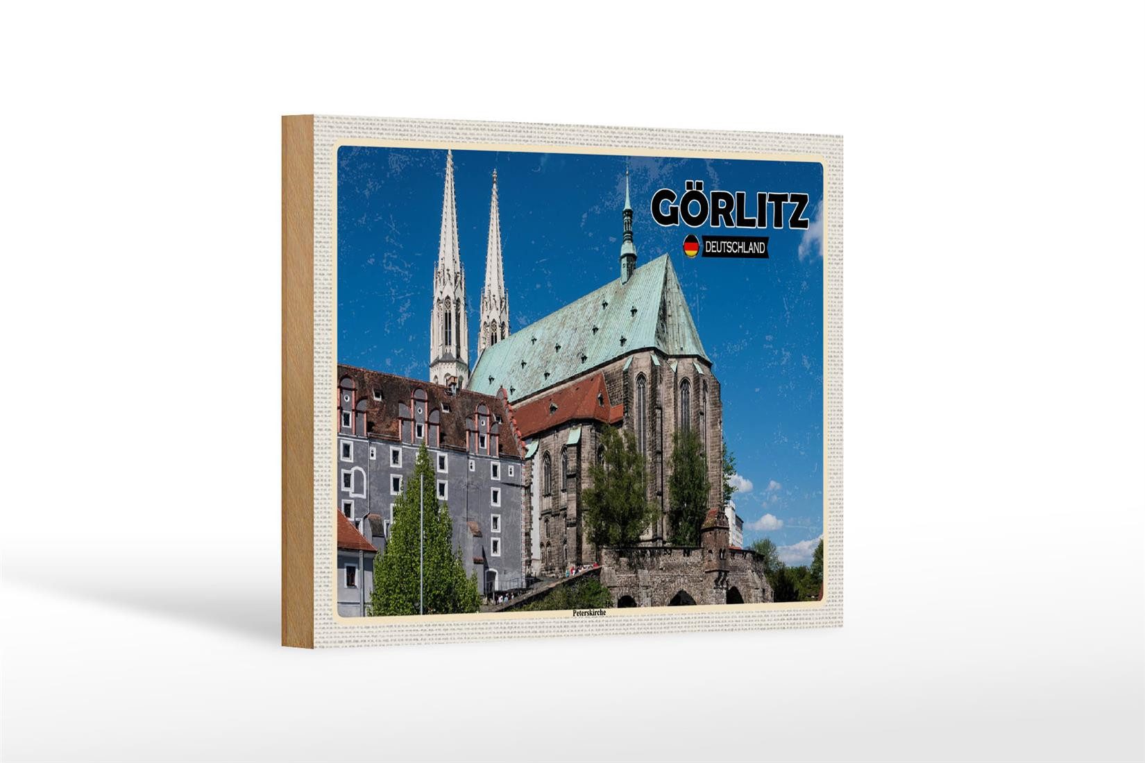 Holzbild Städte Görlitz Peterskirche Städtetrip 18x12 cm