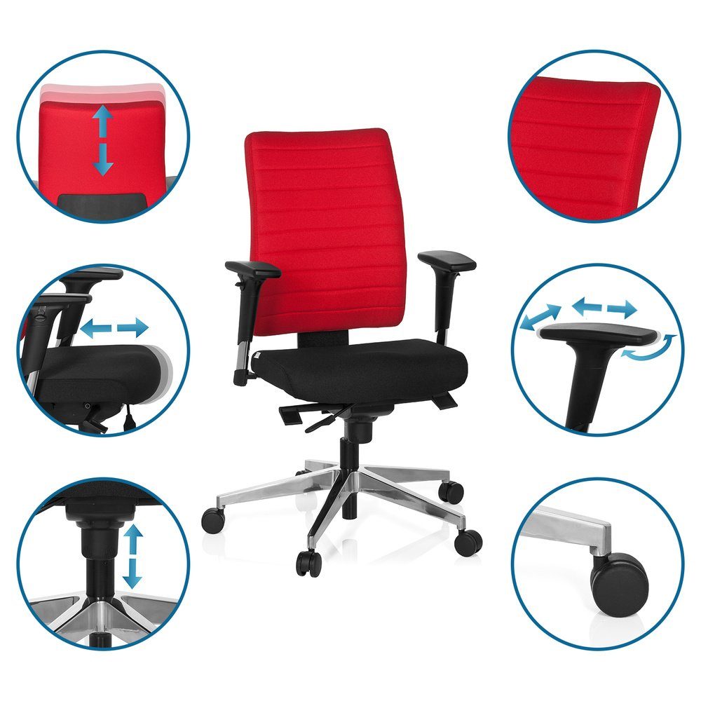 Stoff Schreibtischstuhl OFFICE Profi hjh PRO-TEC Bürostuhl St), 350 (1 Schwarz/Rot Drehstuhl ergonomisch
