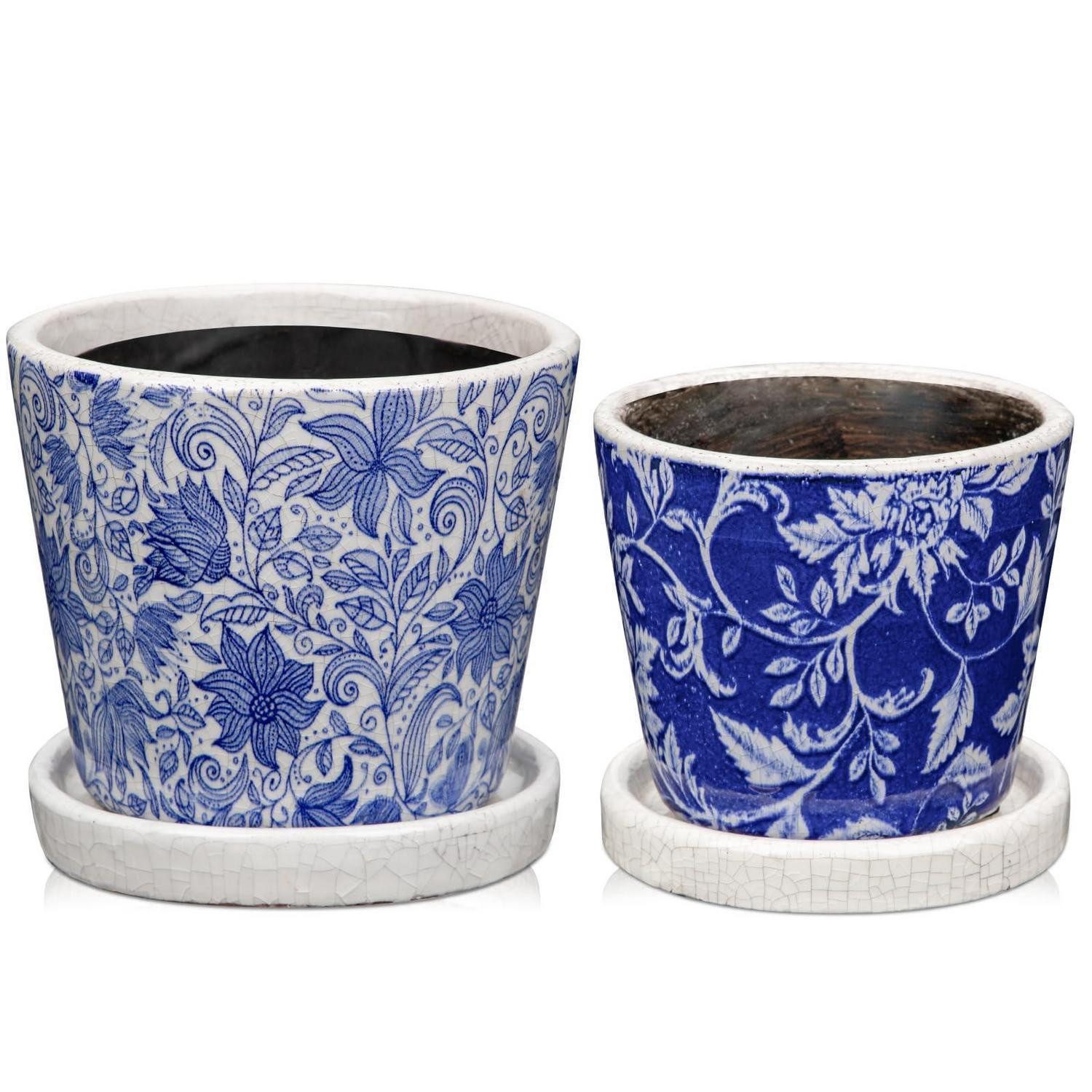 LuxusKollektion Blumentopf Blumentopf Keramik Sukkulententopf Drainage Untersetzer Hellblau