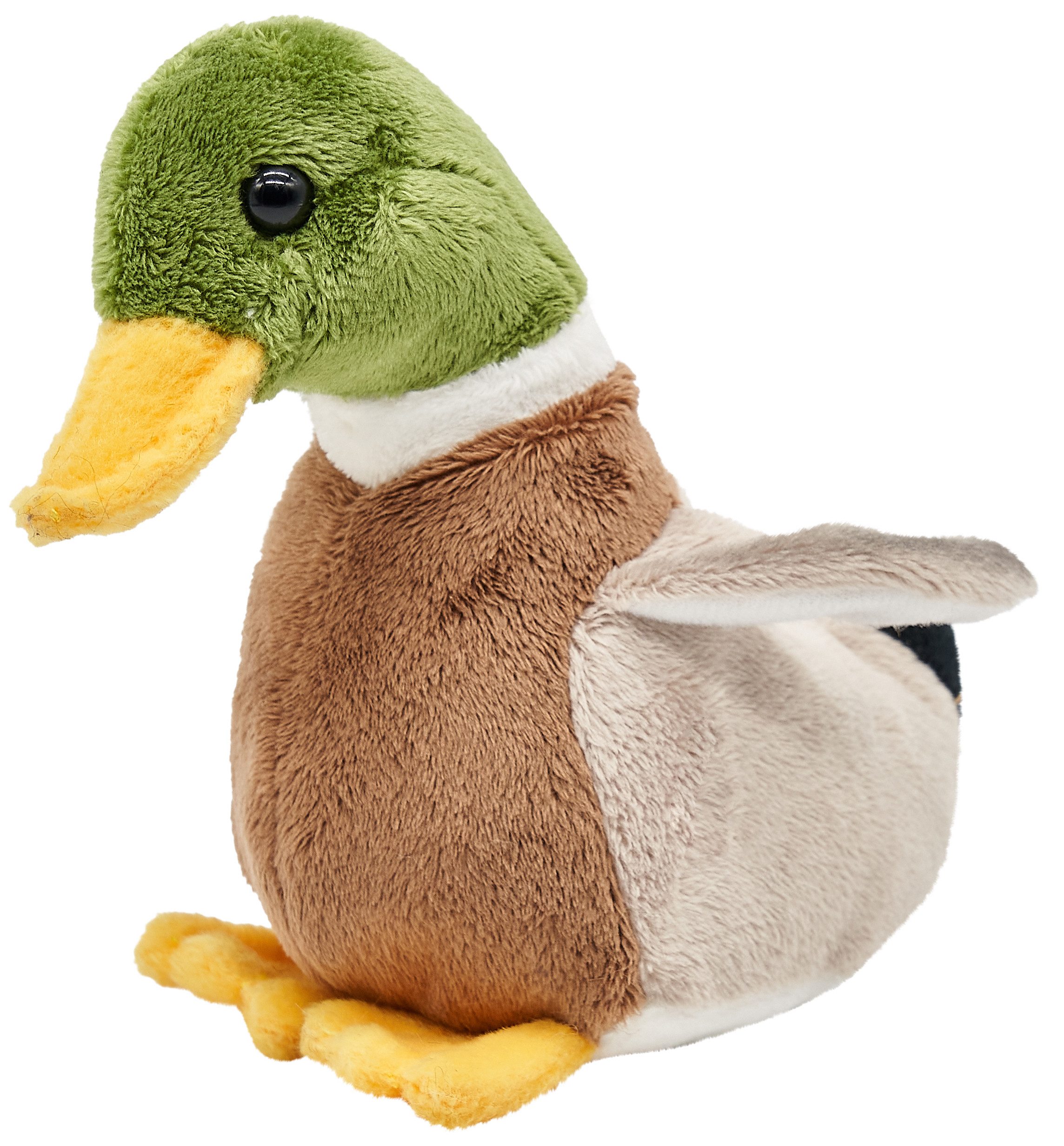 Uni-Toys Kuscheltier Ente - Mit/ohne Stimme - 16 cm (Länge) - Plüsch-Vogel - Plüschtier, zu 100 % recyceltes Füllmaterial!