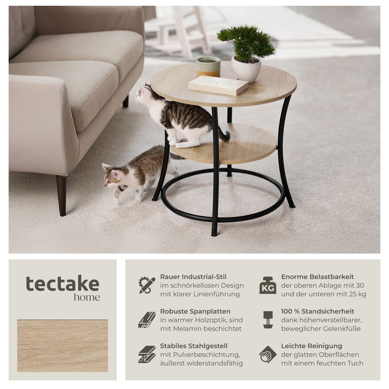 tectake Beistelltisch Couchtisch Saint Louis 55x56cm günstig online kaufen