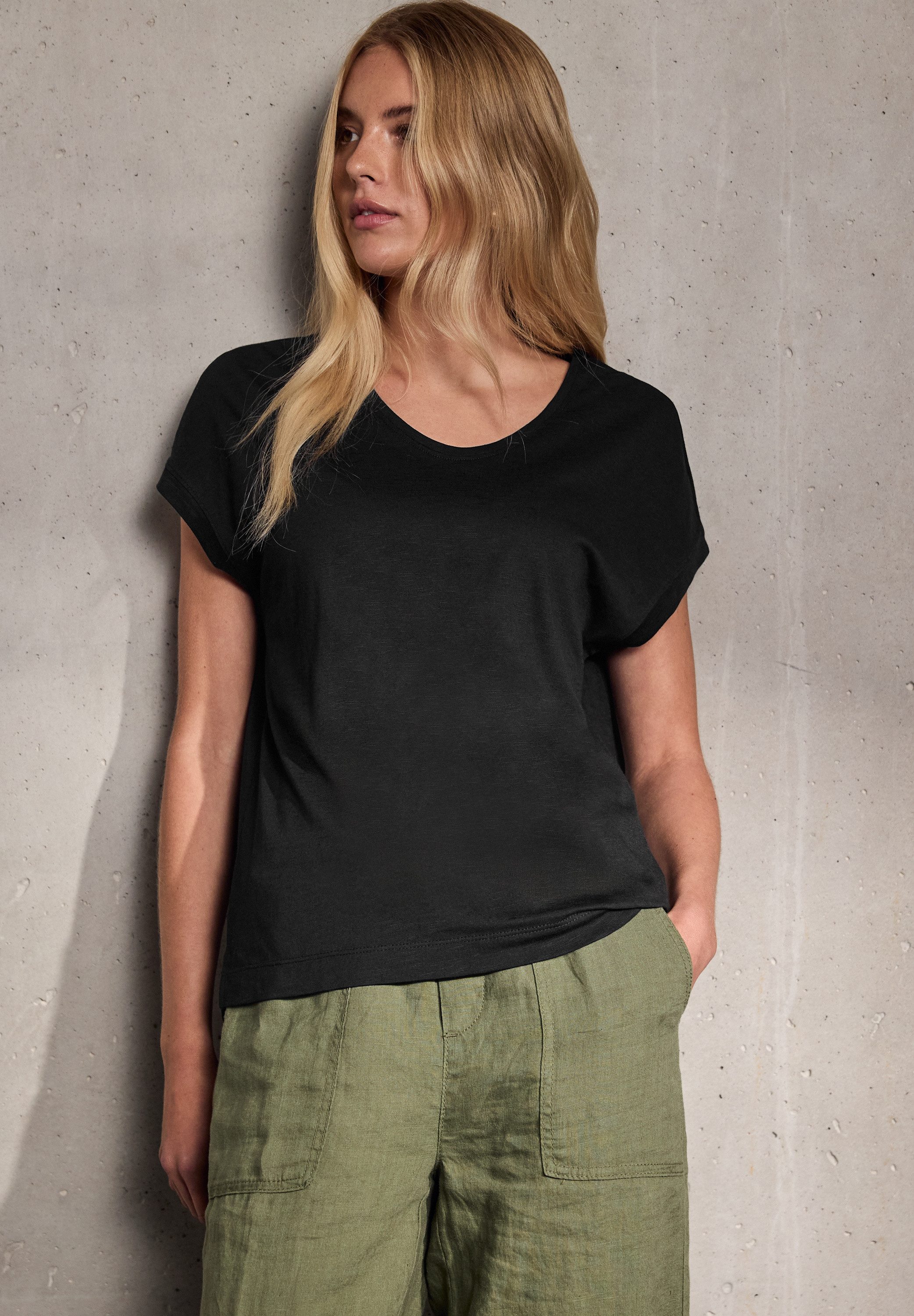 STREET ONE STUDIO T-Shirt mit V-Ausschnitt