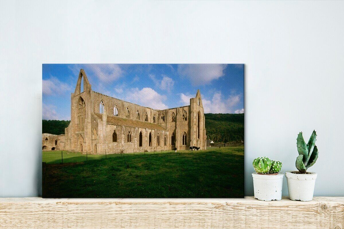 Aufhängefertig, Seitenansicht Wandbild in Leinwandbilder, Abbey von cm Wanddeko, St), OneMillionCanvasses® 30x20 (1 Wales, Tintern Leinwandbild