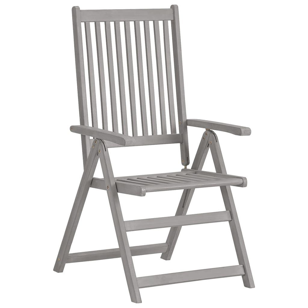 furnicato Gartenstuhl Verstellbare Gartenstühle Auflagen 8 Grau Stk. mit Akazienholz