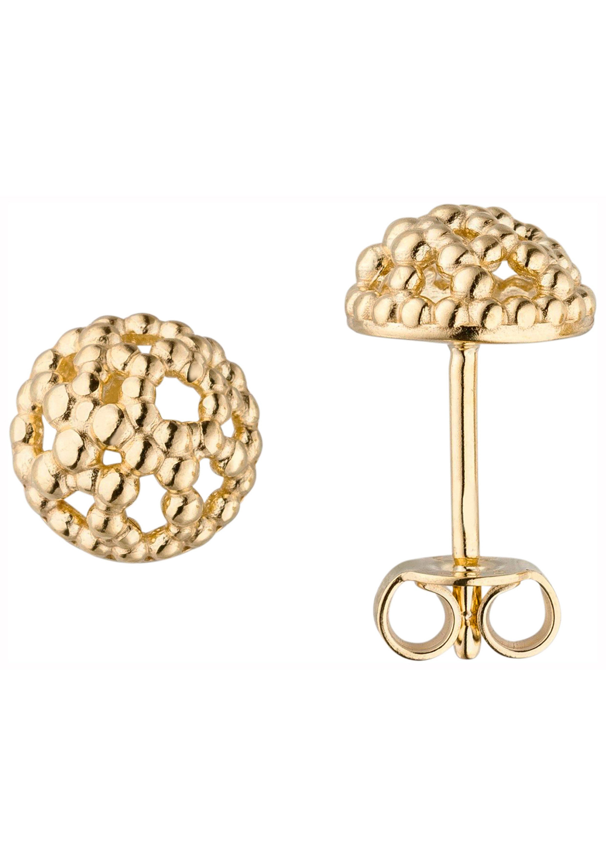 Valentinstagsgeschenk JOBO Paar Ohrstecker Ohrringe Goldohrringe Halbkugel 8 mm, 333 Gold, gelb|goldfarben