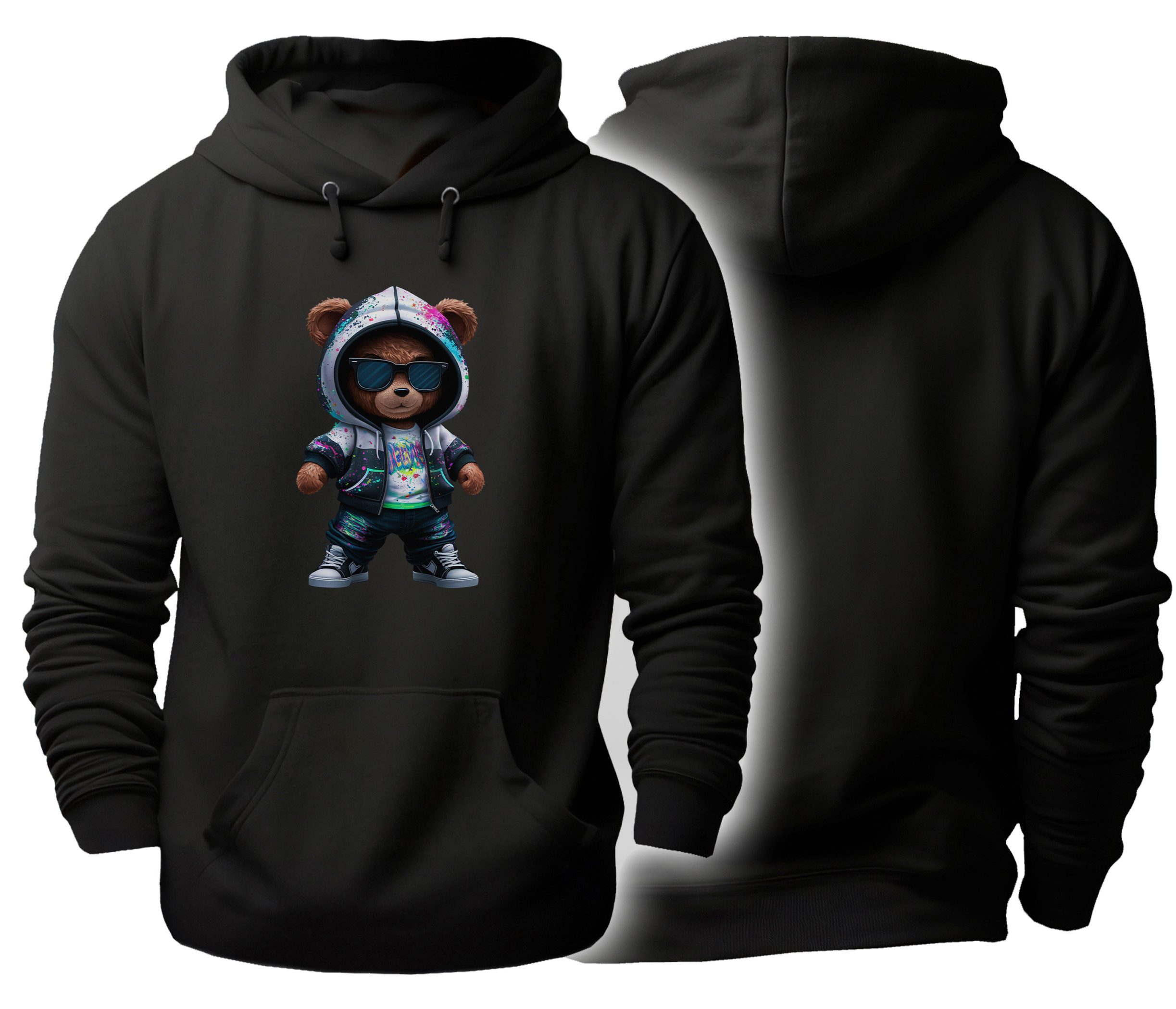 MyDesign24 Hoodie Urbaner Streetart Kapuzen Пуловеры - HipHop Bär Kapuzensweater - moderner Hoodie i629