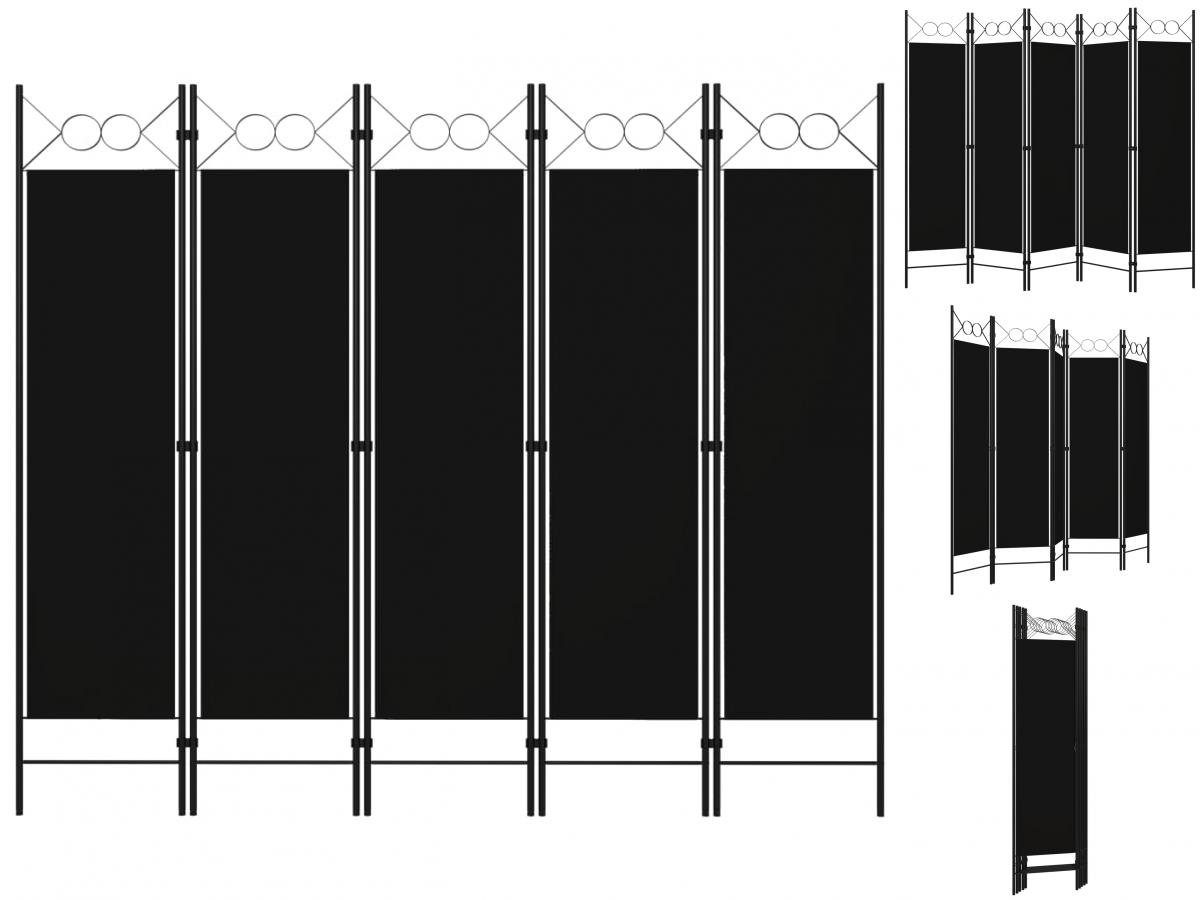 vidaXL Raumteiler Paravent Trennwand Spanische Wand 5-tlg Raumteiler Schwarz 200 x 180 c
