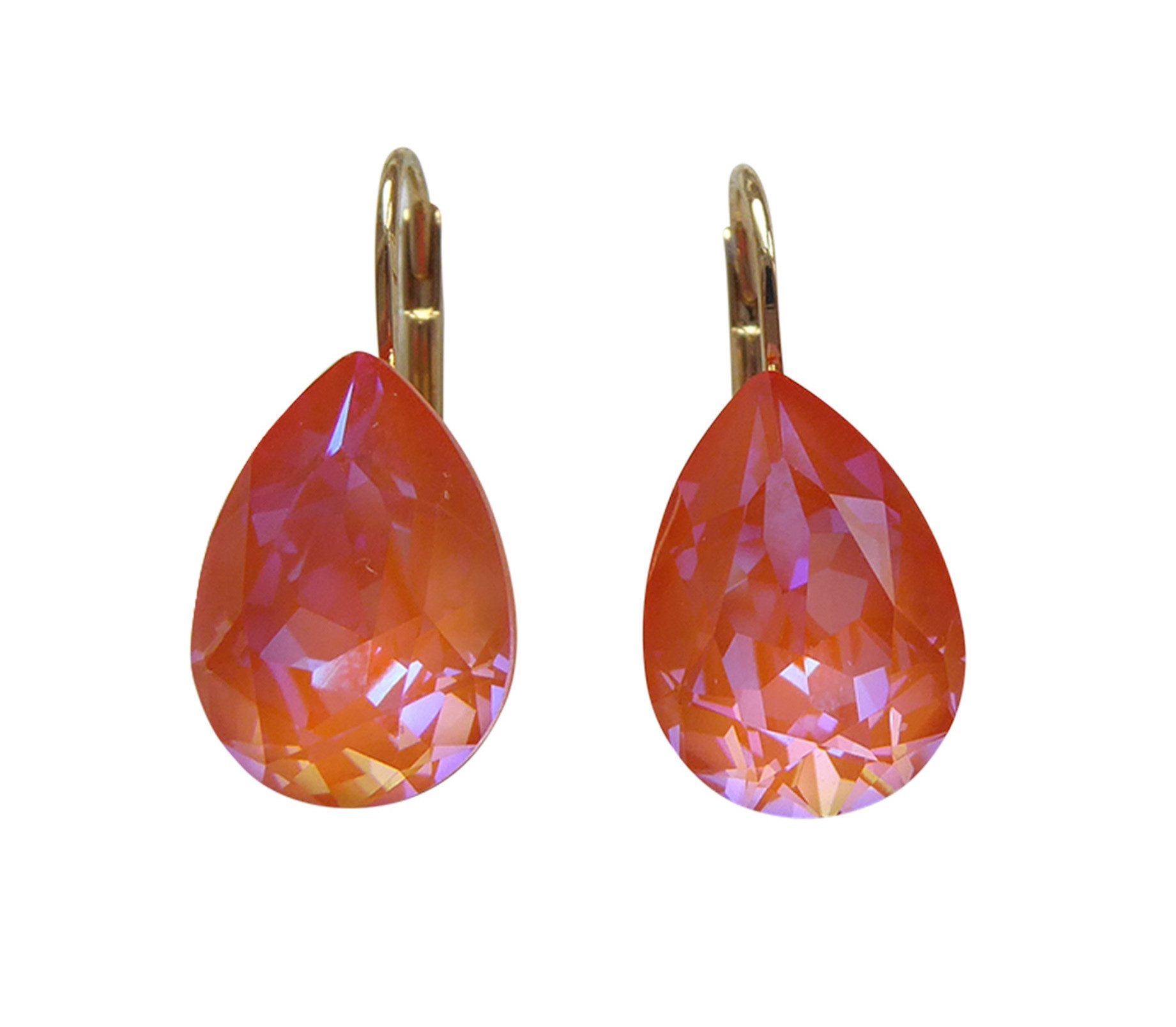 Mugello Paar Ohrhänger Maya orange vergoldet knallig leuchtend Sommer, Handgefertigter Modeschmuck, made in Germany